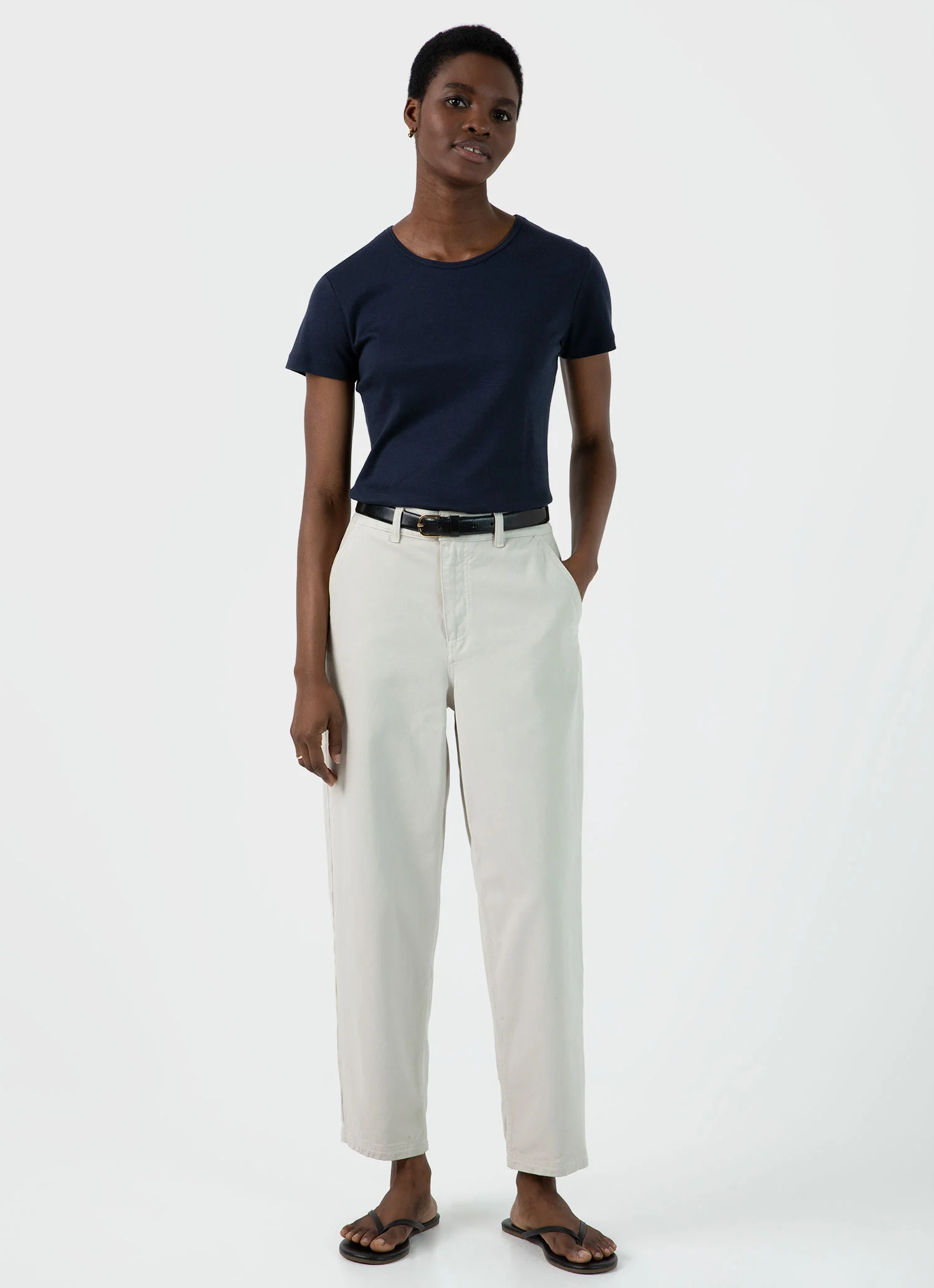 Women's Sea Island Cotton T-shirt in Navy - Image 3