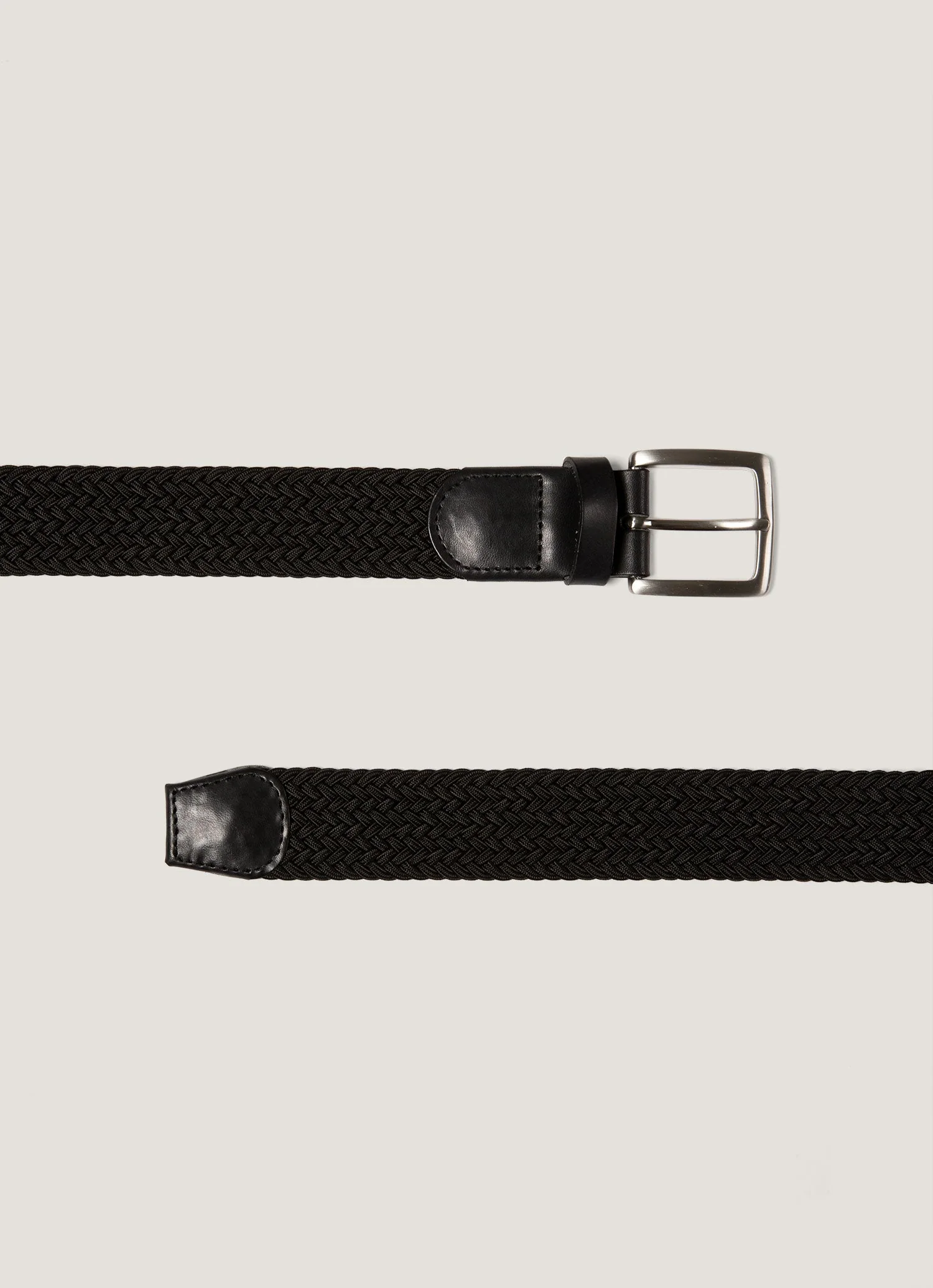 Men's Elasticated Braided Belt in Black - Image 2