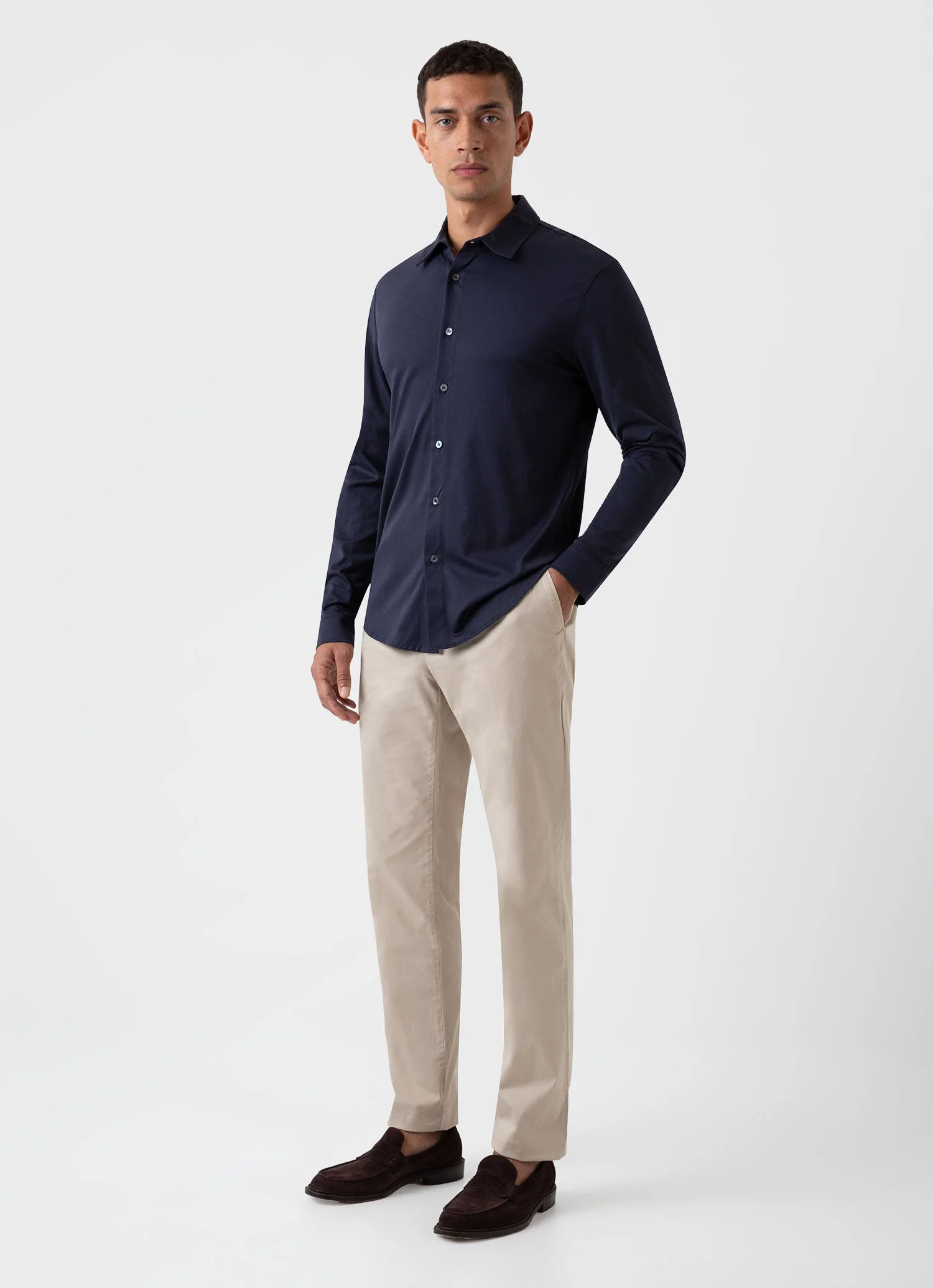 Men's Classic Jersey Shirt in Navy - Image 3