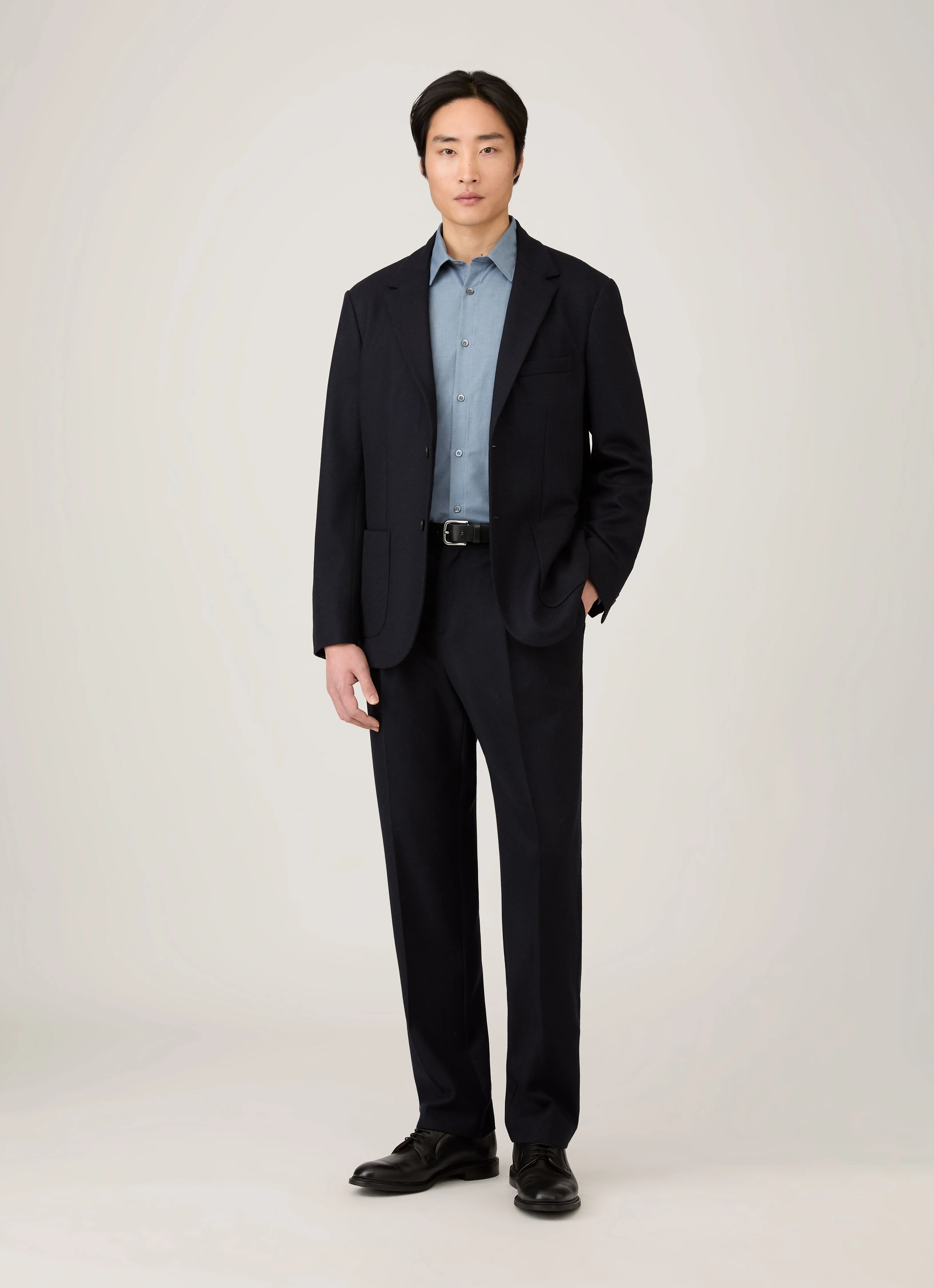 Men's Boiled Wool Trouser in Navy - Image 3
