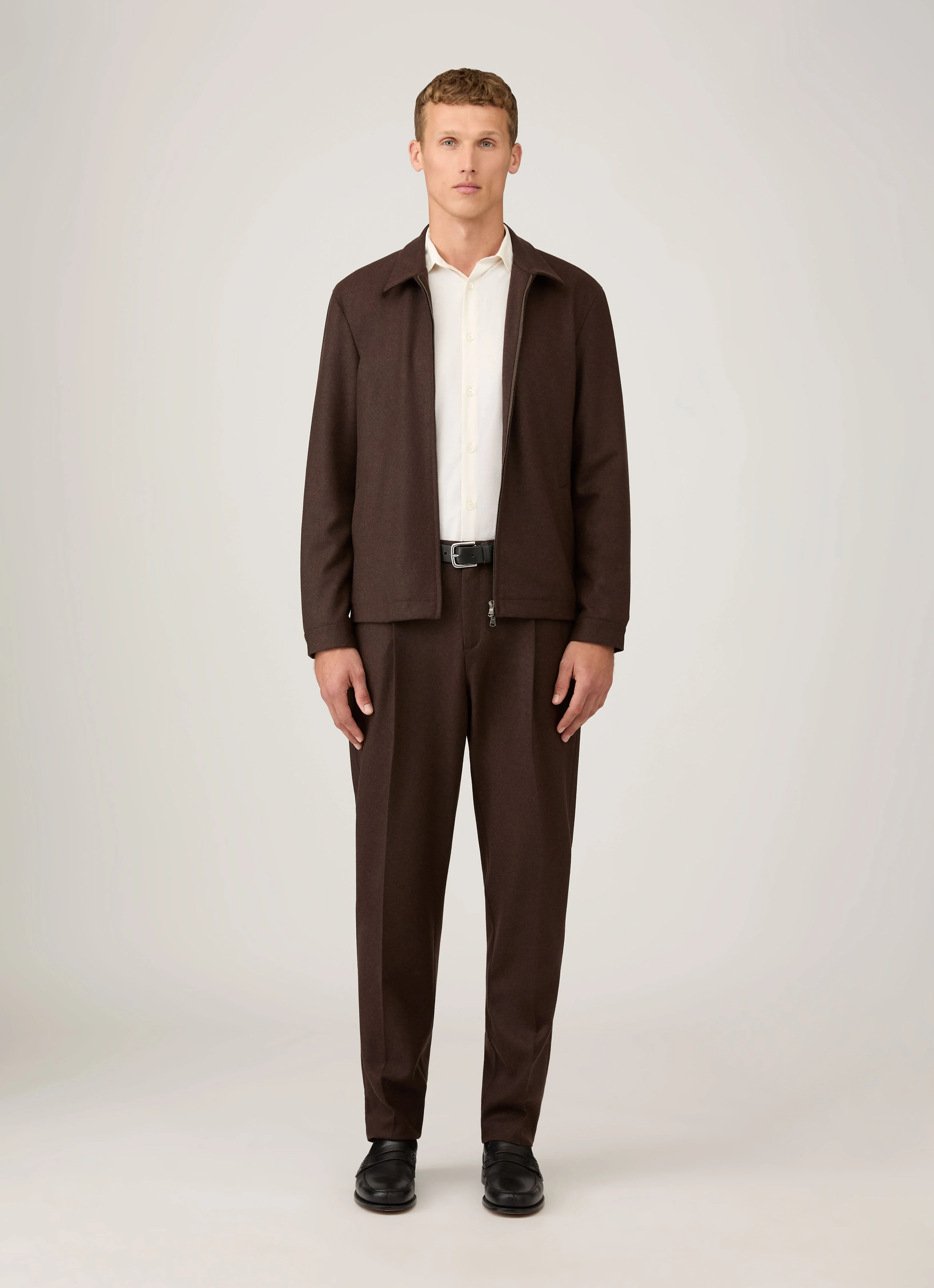 Men's Boiled Wool Trouser in Truffle - Image 3