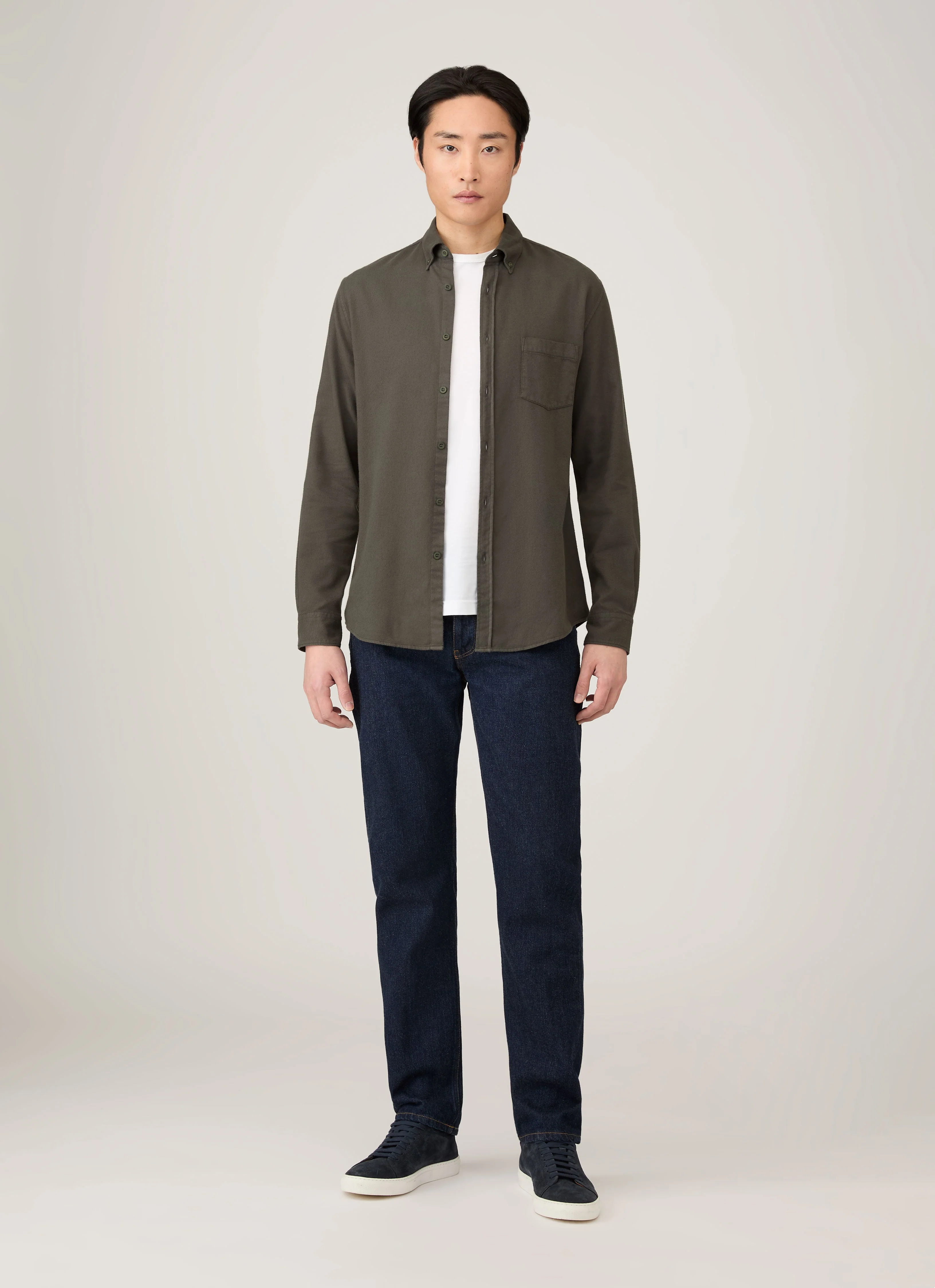Men's Button Down Flannel Shirt in Dark Green - Image 3