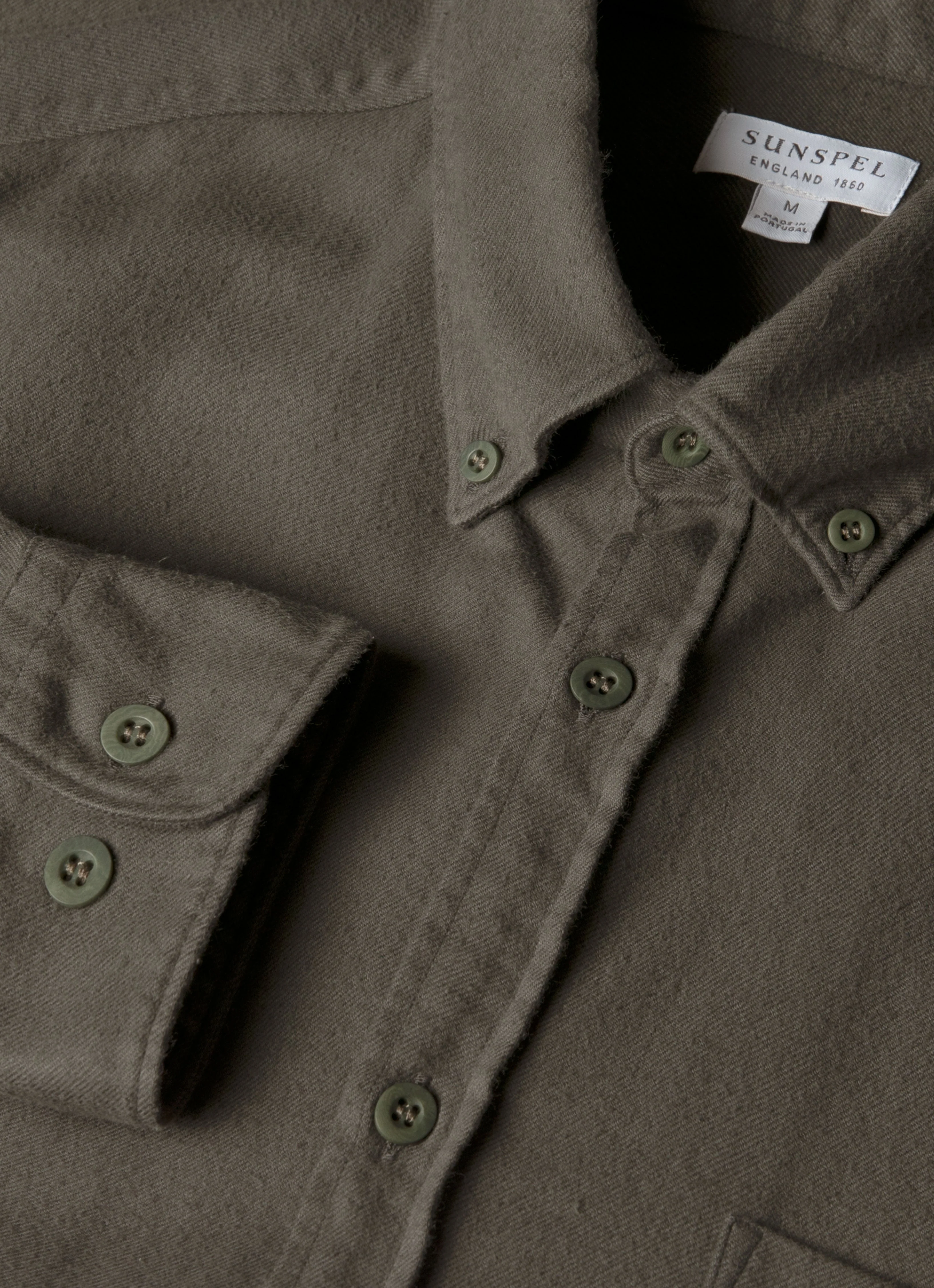 Men's Button Down Flannel Shirt in Dark Green - Image 4