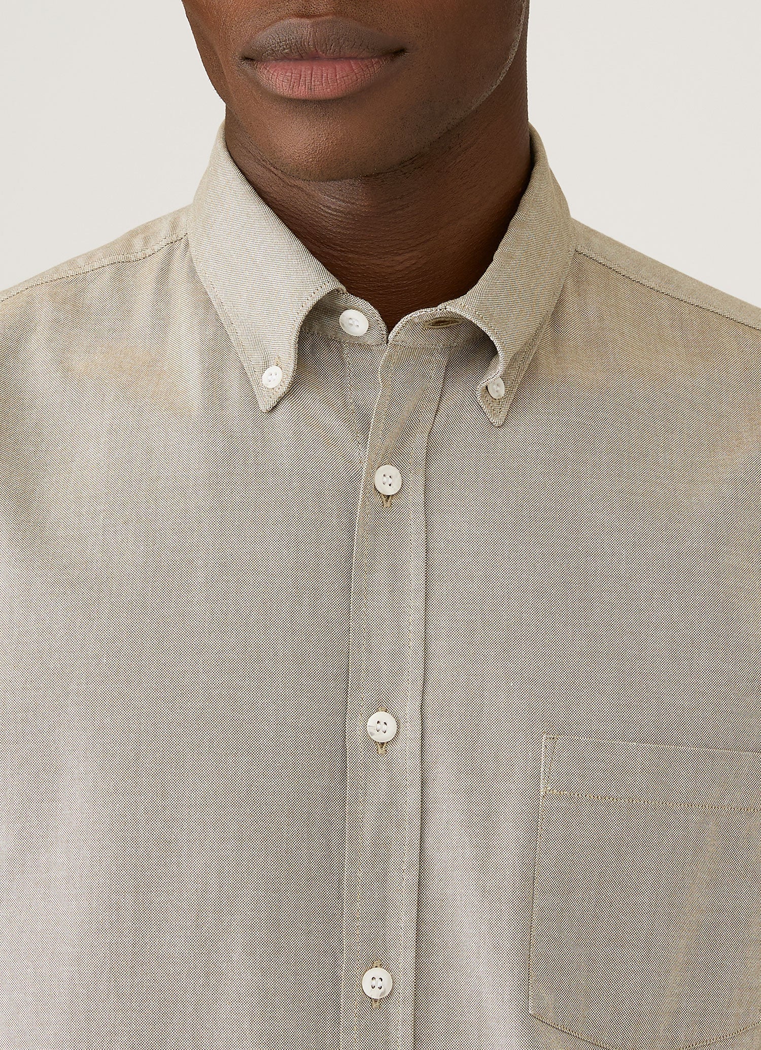 Men's Button Down Oxford Shirt in Light Khaki - Image 6