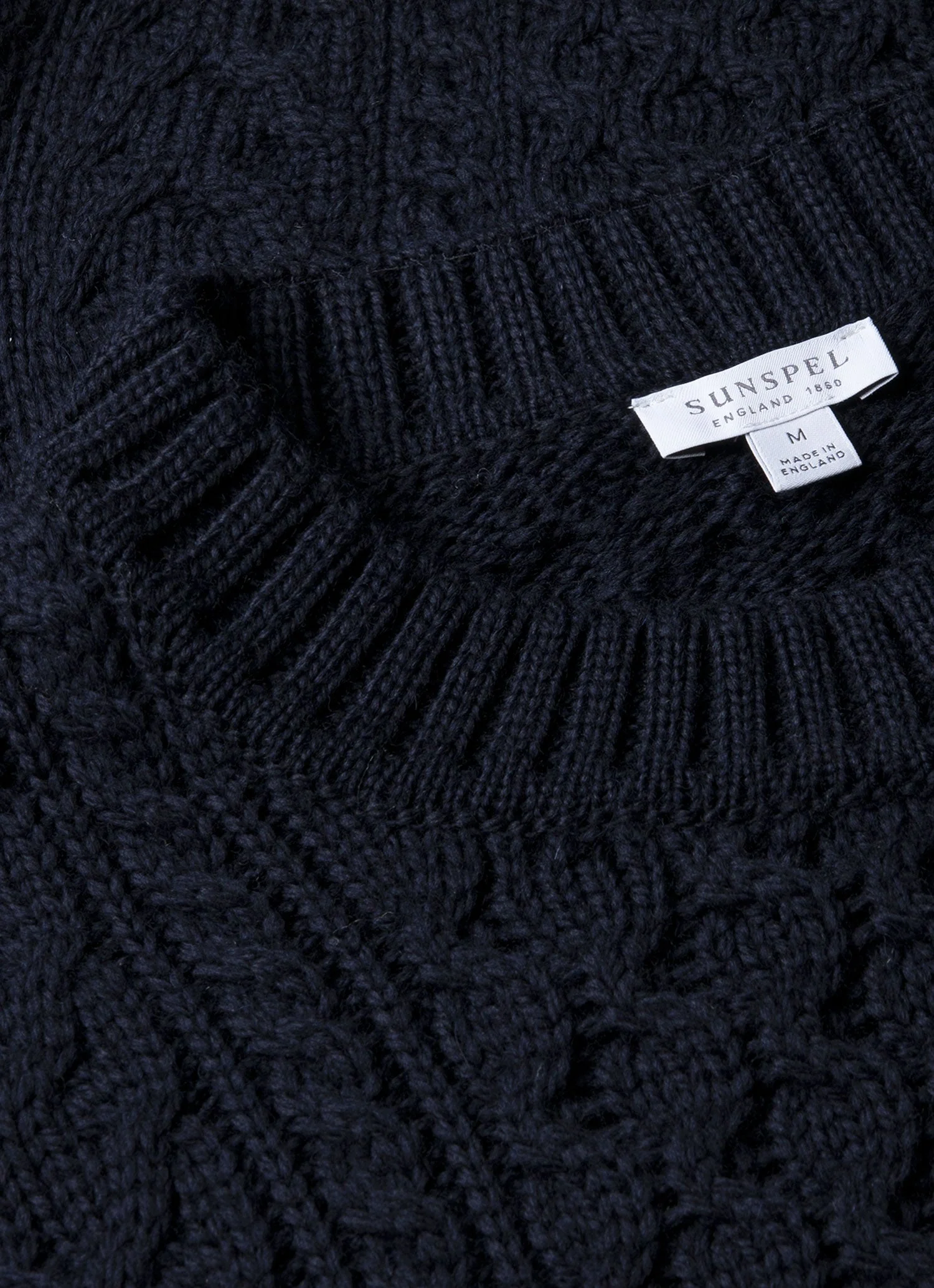 Men's Cable Knit Jumper in Navy - Image 4