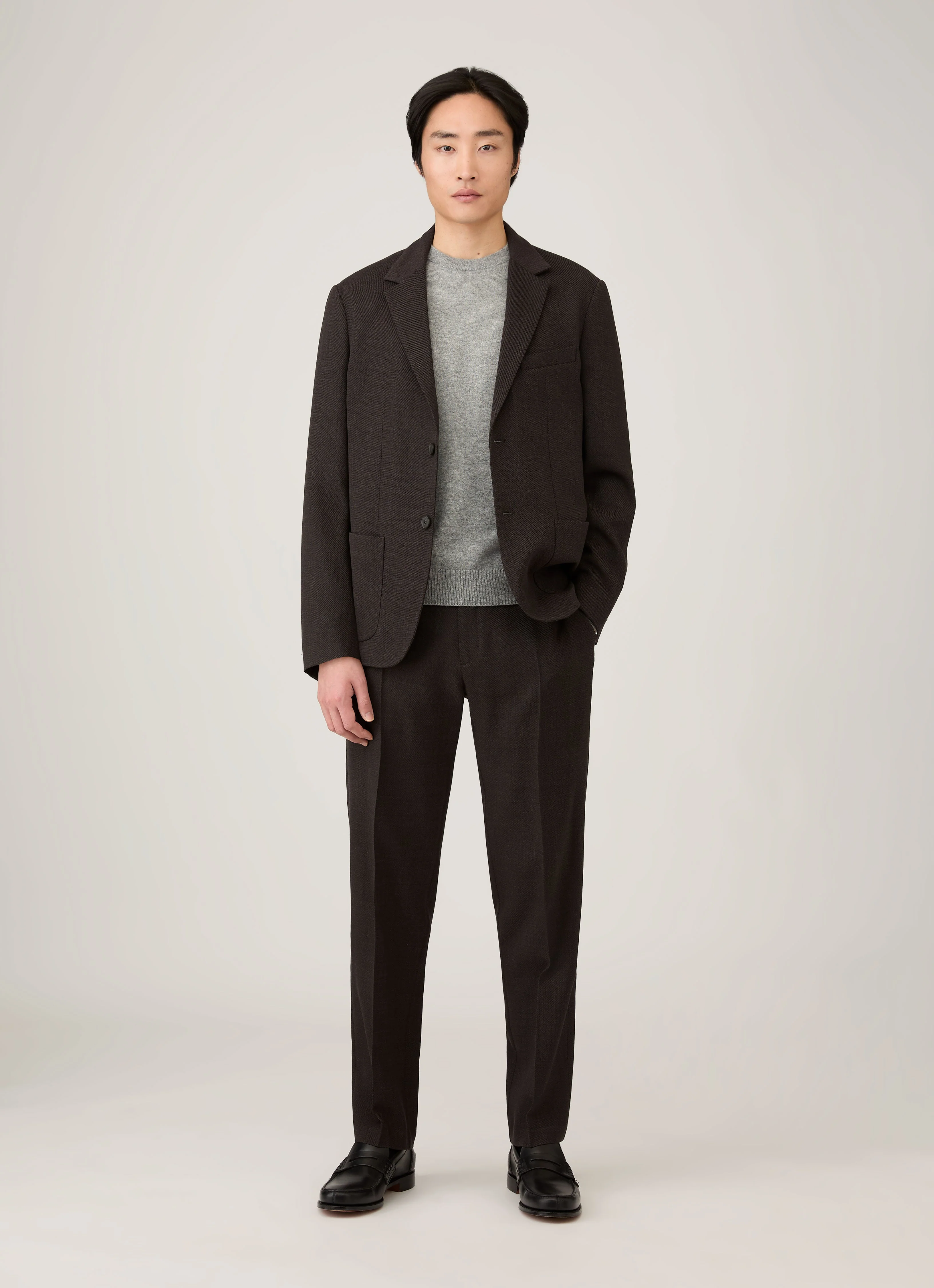 Men's Cashmere Crew Neck Jumper in Grey Melange - Image 3