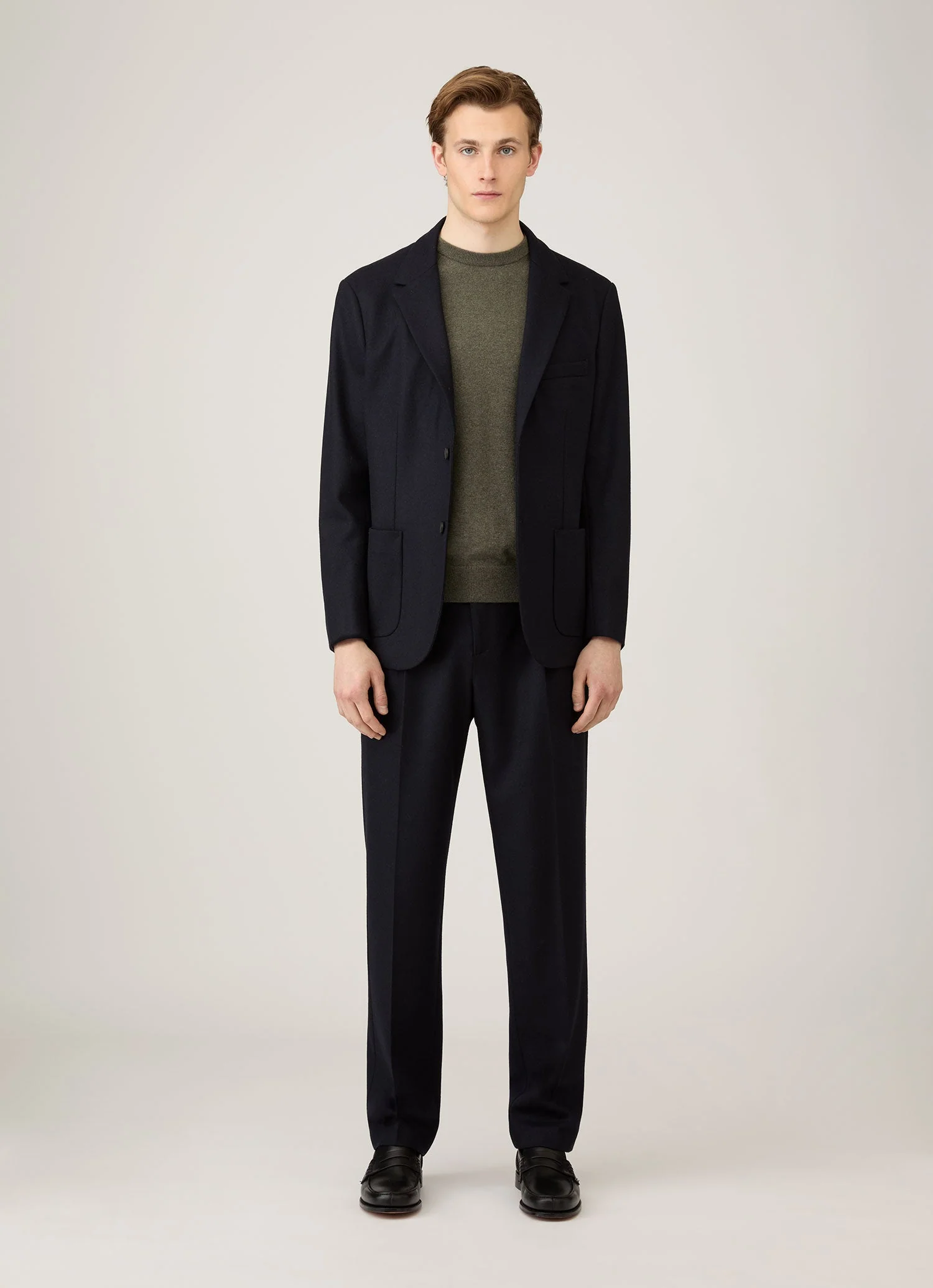 Men's Cashmere Crew Neck Jumper in Khaki - Image 3