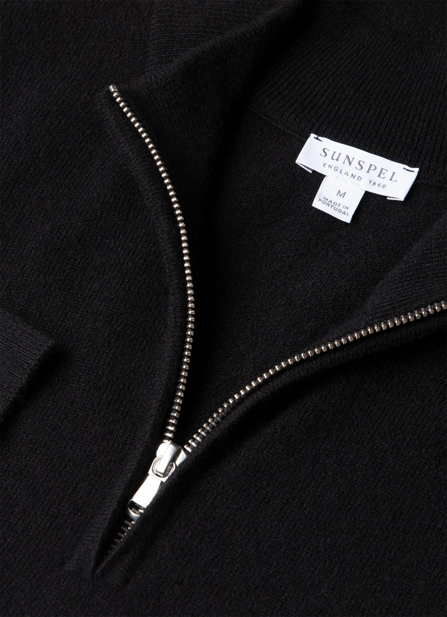 Men's Cashmere Half Zip Jumper in Black - Image 4