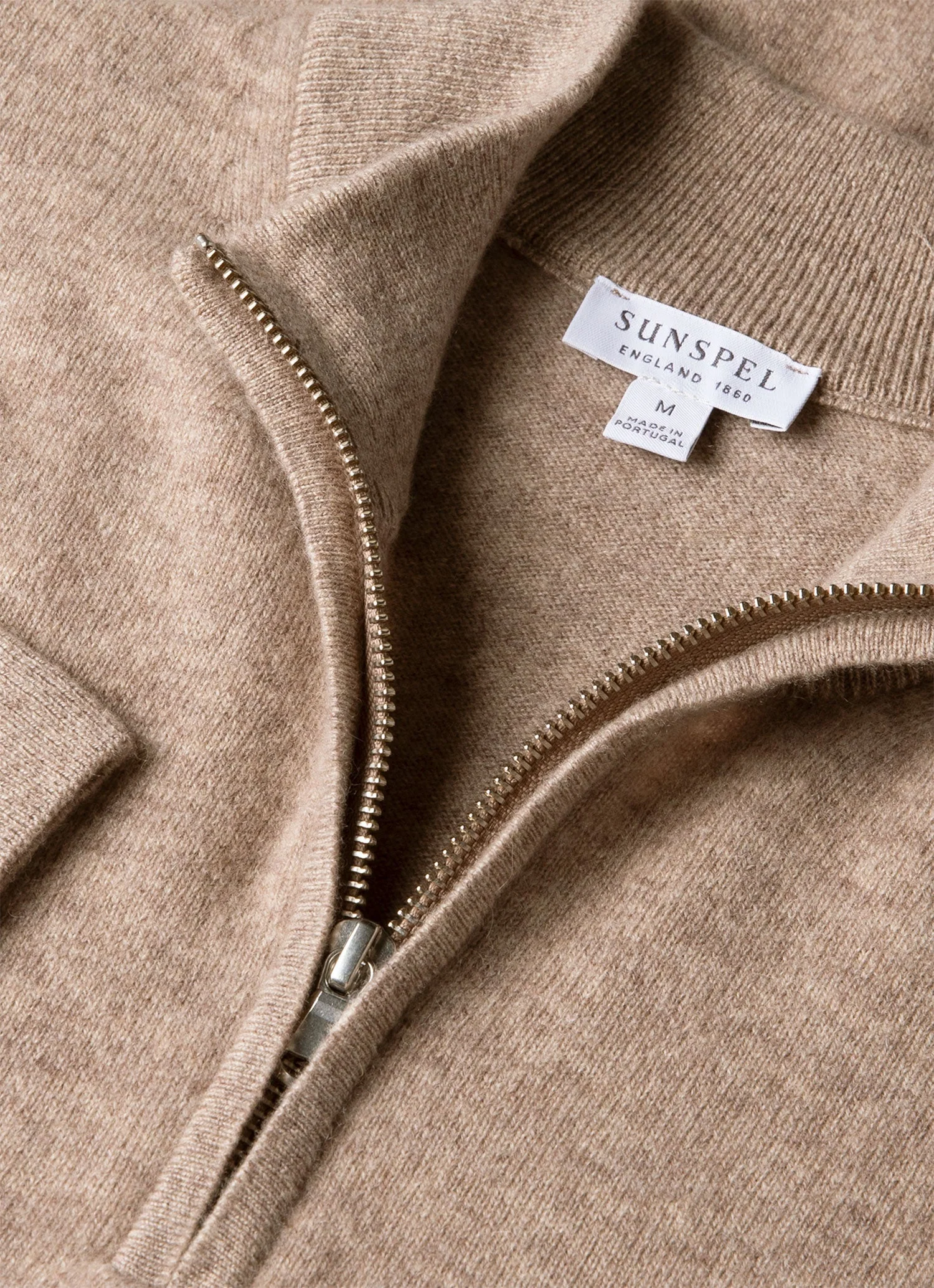 Men's Cashmere Half Zip Jumper in Oatmeal Melange - Image 4