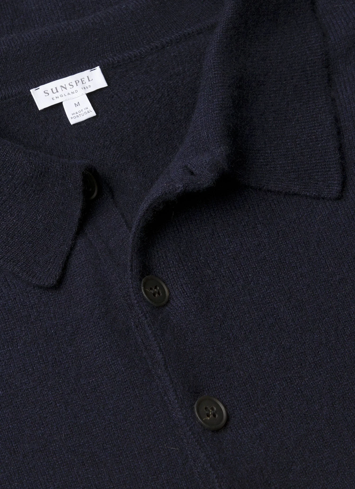 Men's Cashmere Knitted Polo Shirt in Navy - Image 4