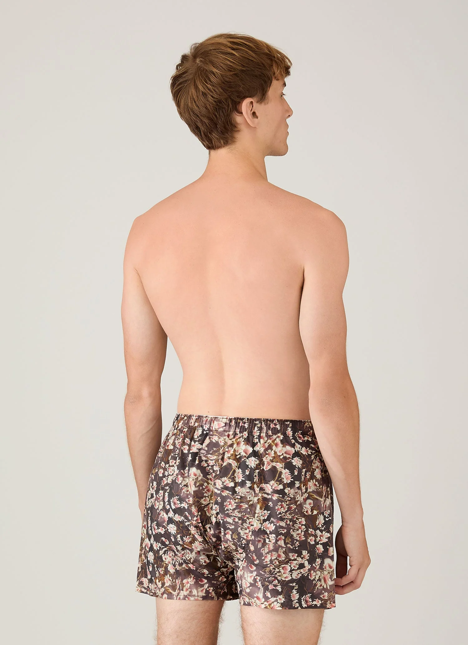 Men's Classic Boxer Short in Liberty Fabric in Dark Brown Floral - Image 3
