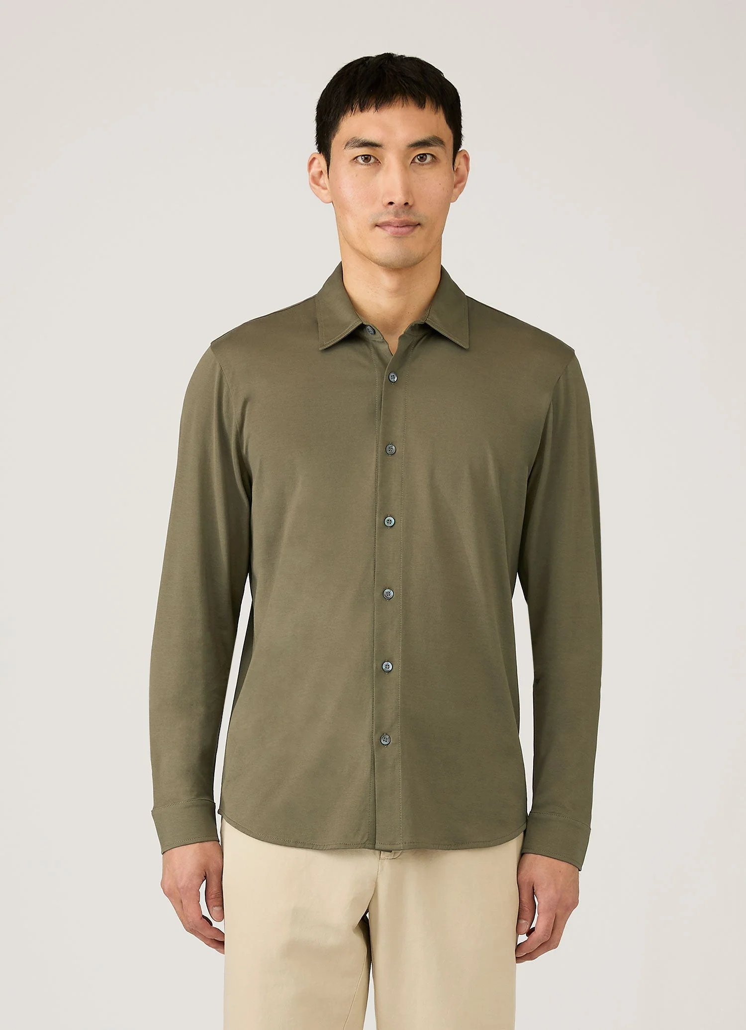 Men's Classic Jersey Shirt in Khaki - Image 2