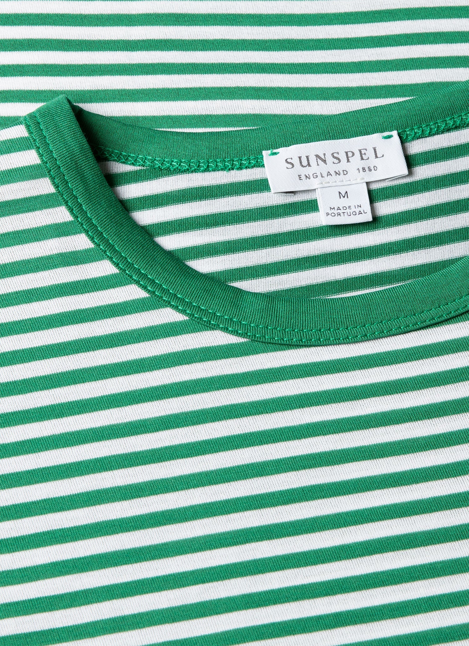 Men's Classic T-shirt in White/Bright Green English Stripe - Image 4
