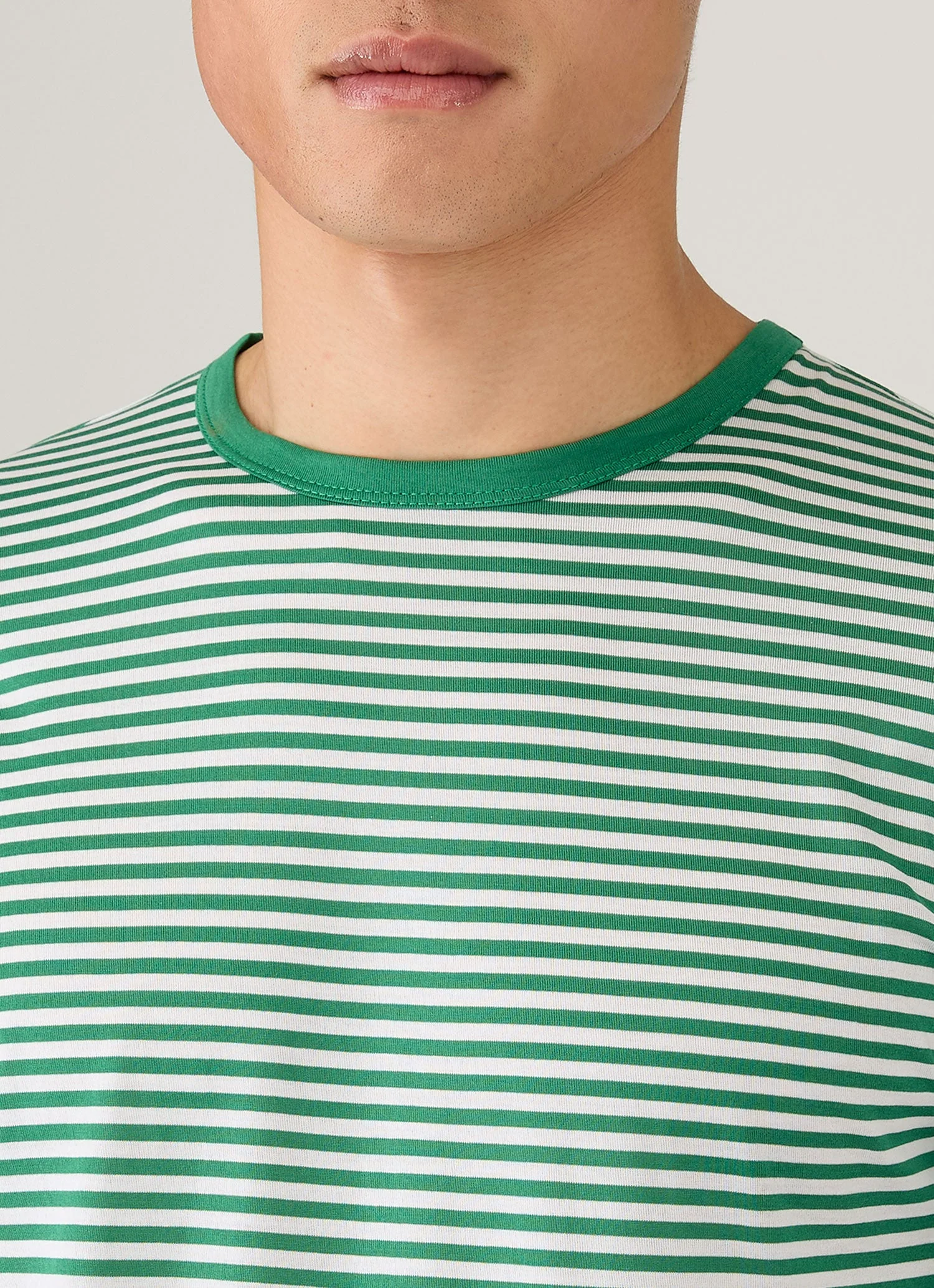 Men's Classic T-shirt in White/Bright Green English Stripe - Image 6