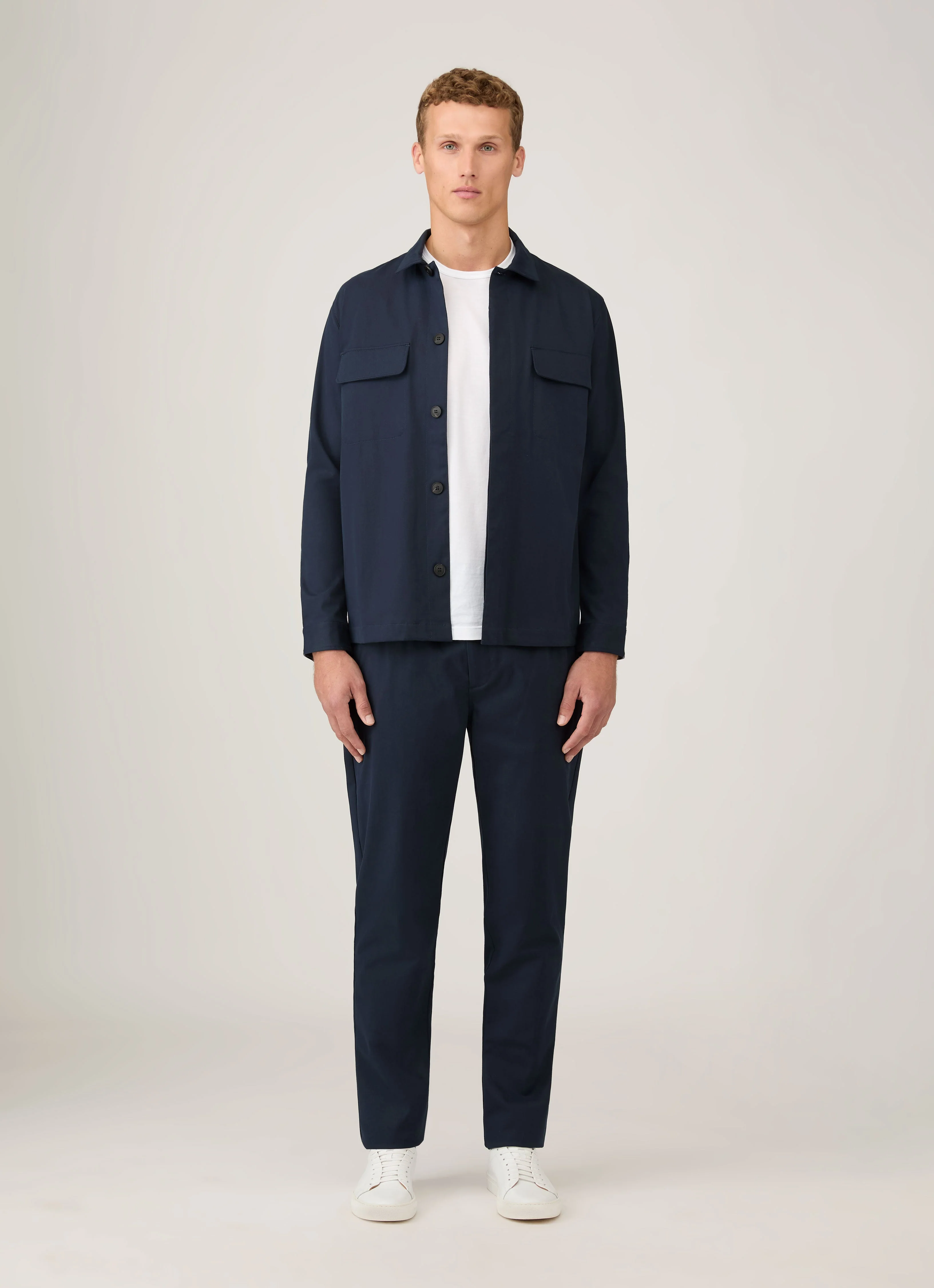 Men's Cotton Cashmere Drawstring Trouser in Navy - Image 3
