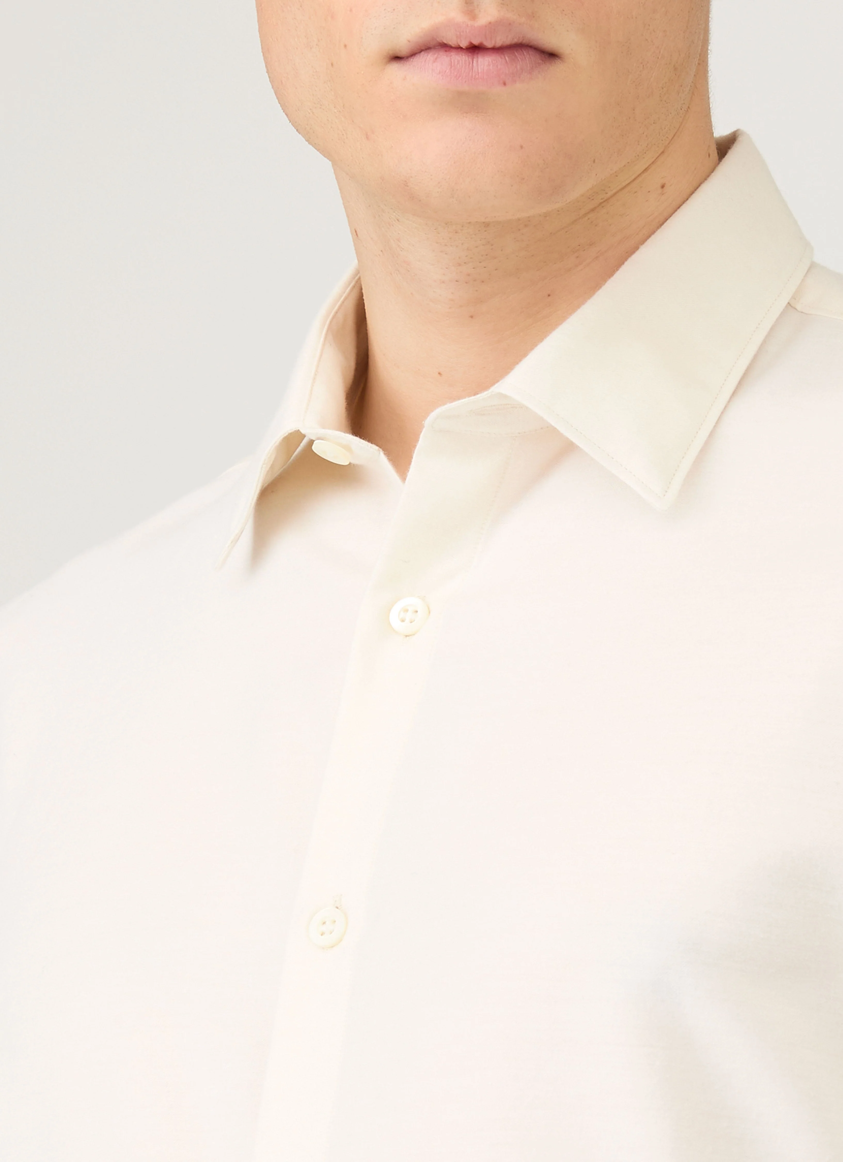 Men's Cotton Cashmere Shirt in Warm White - Image 6