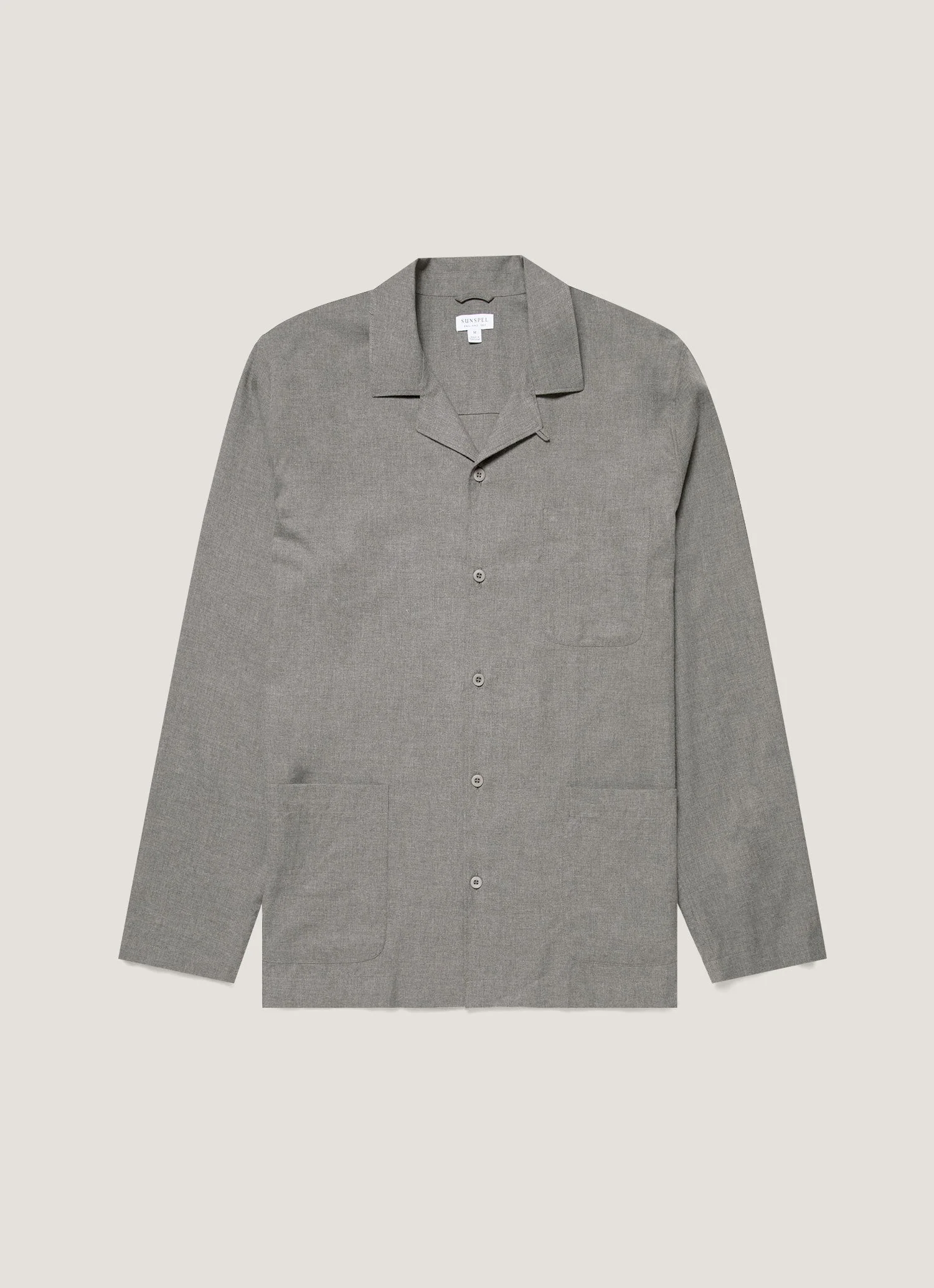 Men's Cotton Flannel Pyjama Set in Mid Grey Melange - Image 3
