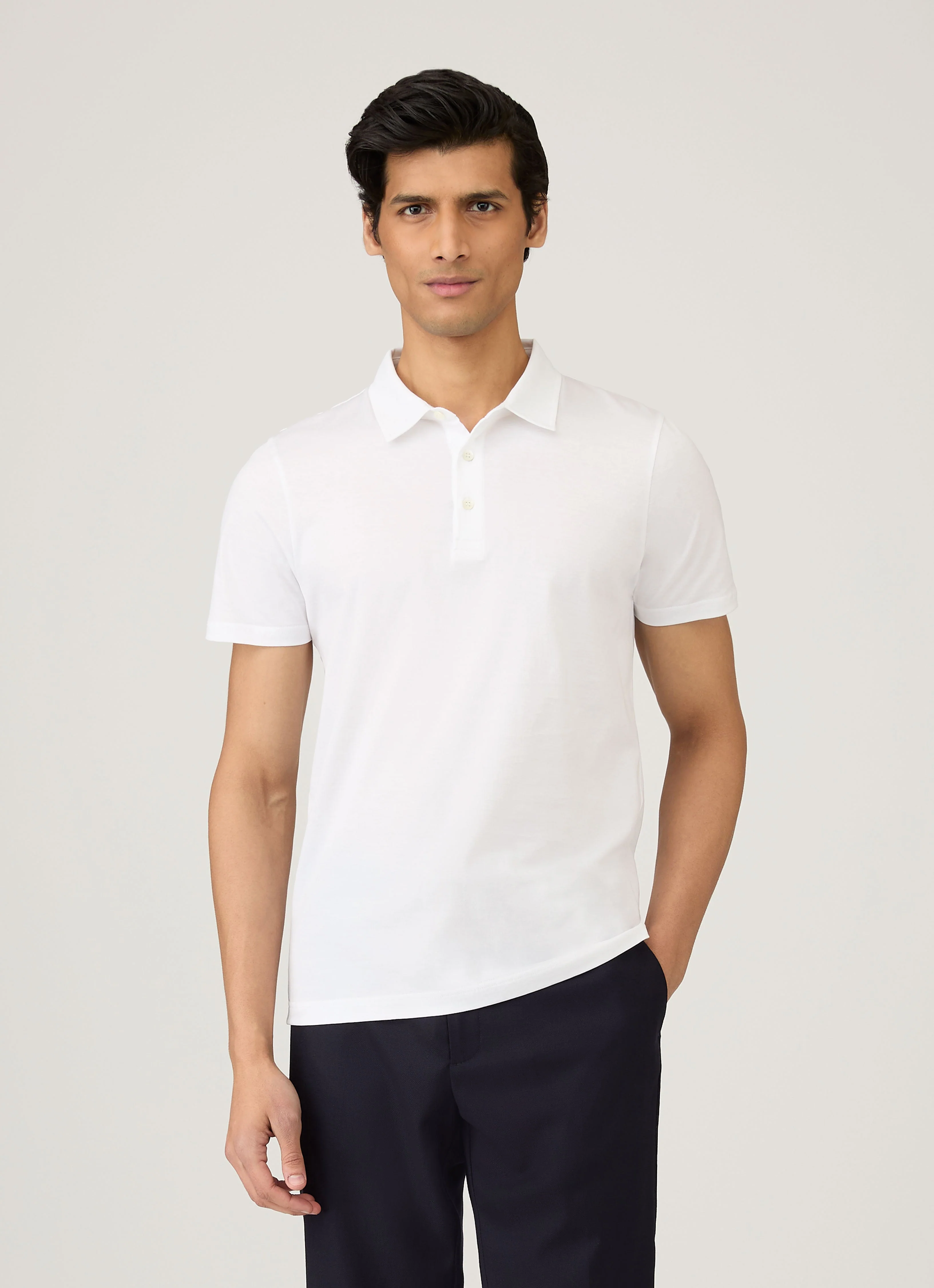 Men's Jersey Classic Polo Shirt in White - Image 2