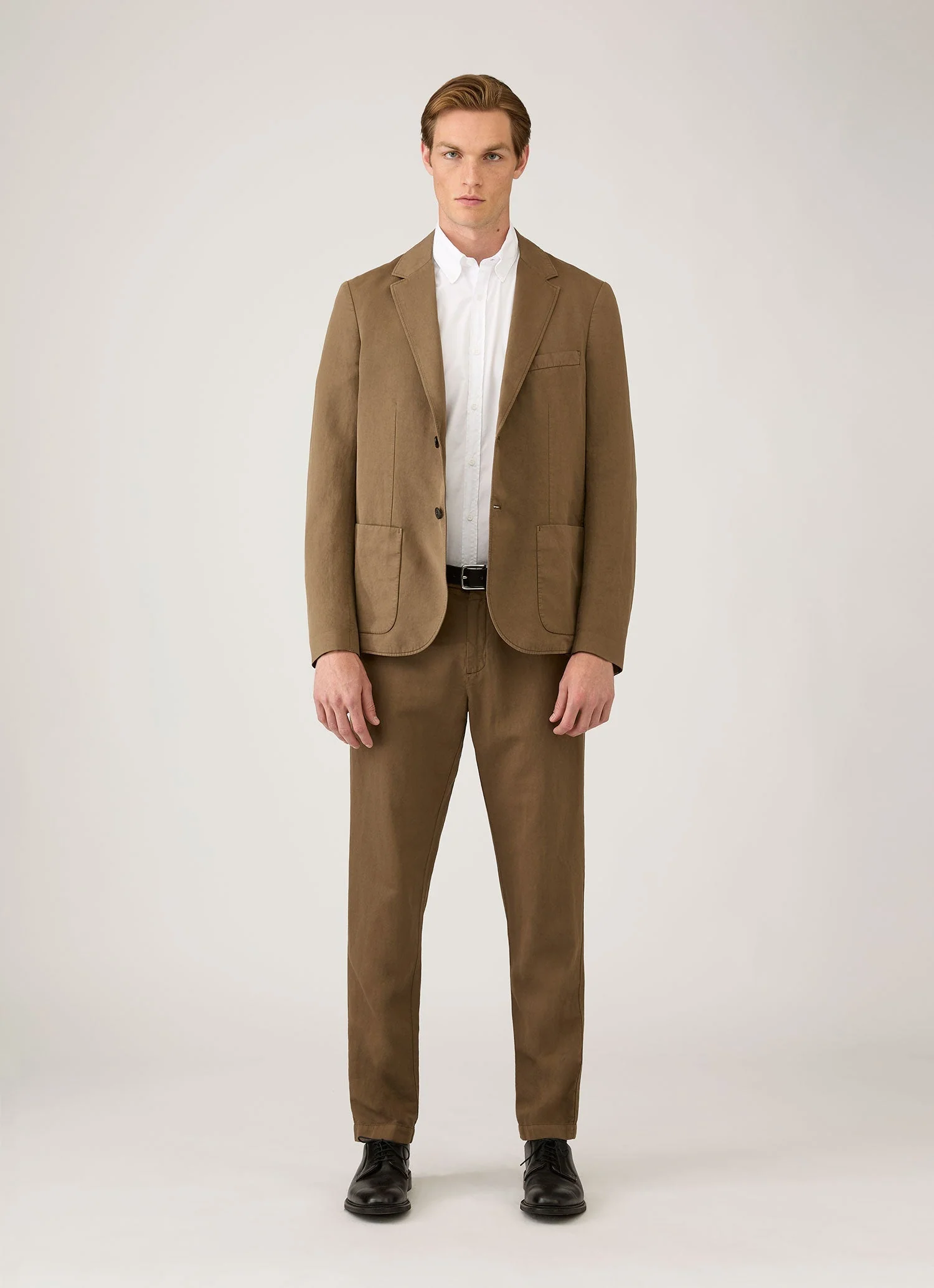 Men's Cotton Linen Blazer in Dark Cedar - Image 3