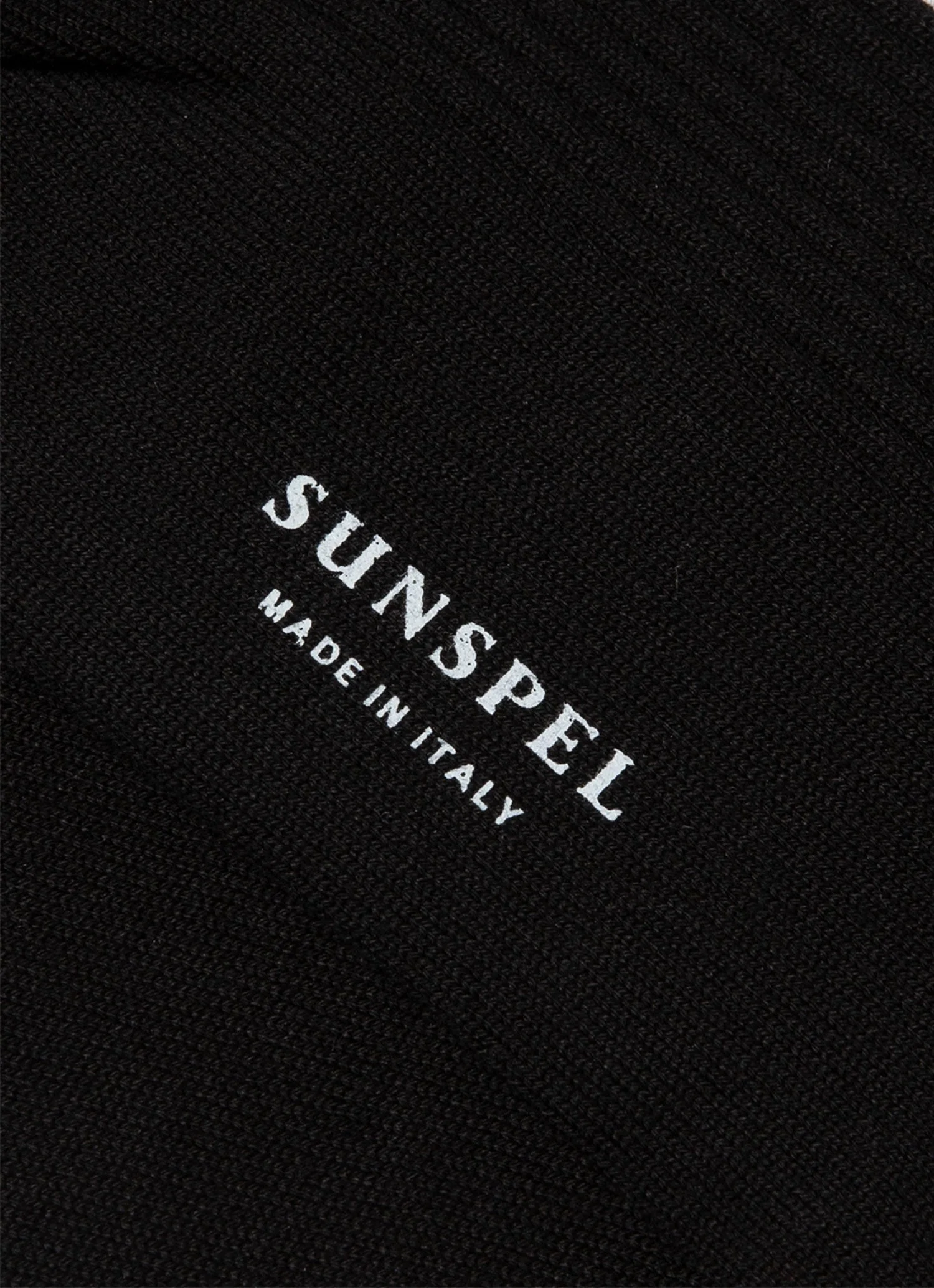 Men's Cotton Ribbed Socks in Black - Image 2