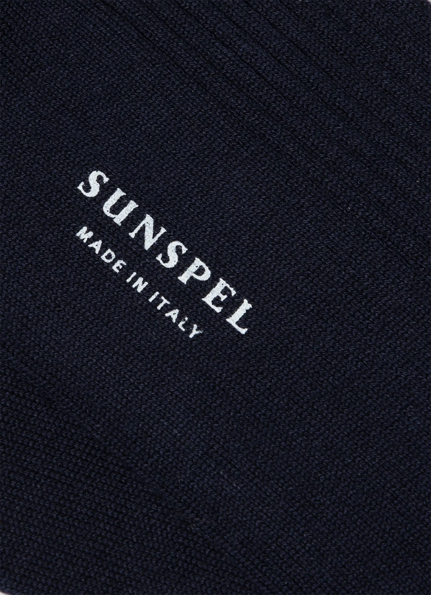 Men's Cotton Ribbed Socks in Navy - Image 2