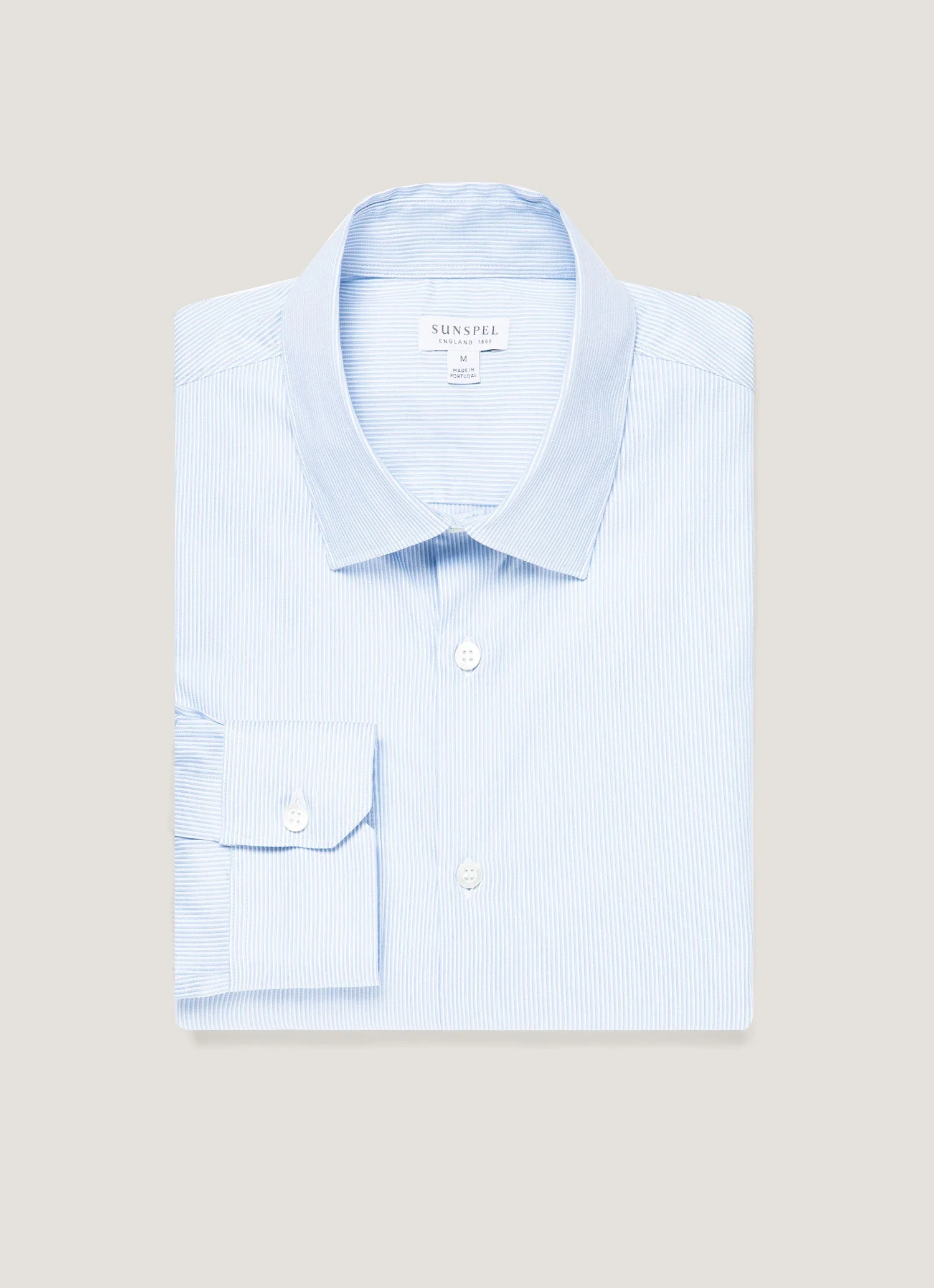 Men's Cotton Stretch Shirt in Light Blue/White - Image 4
