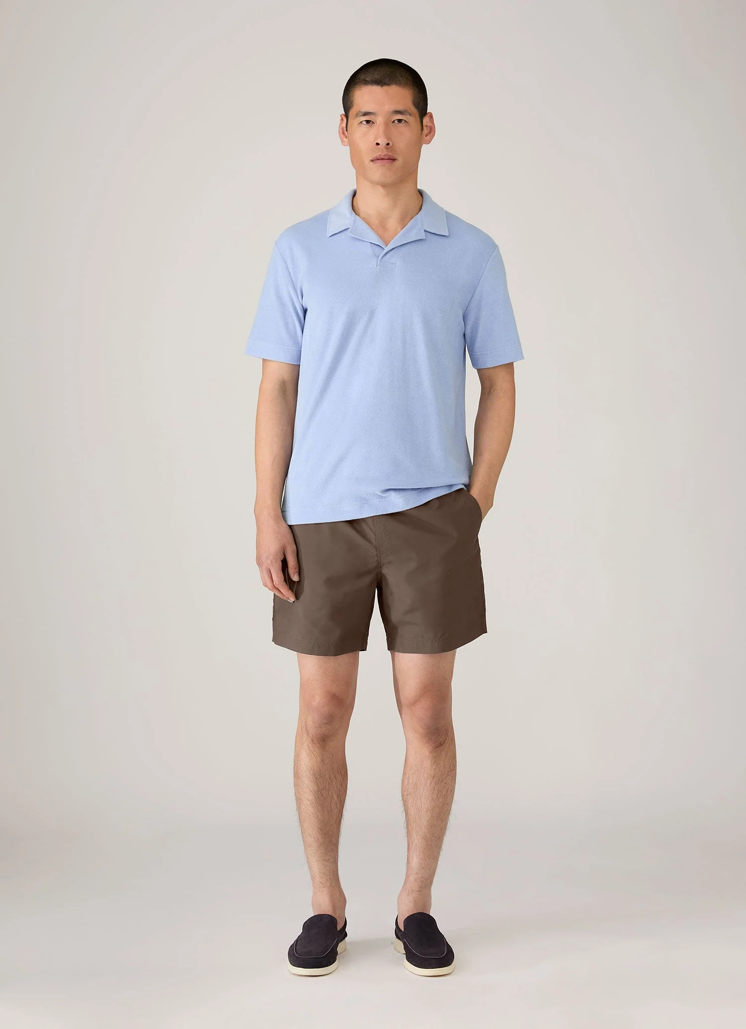 Men's Drawstring Swim Shorts in Dark Walnut - Image 3