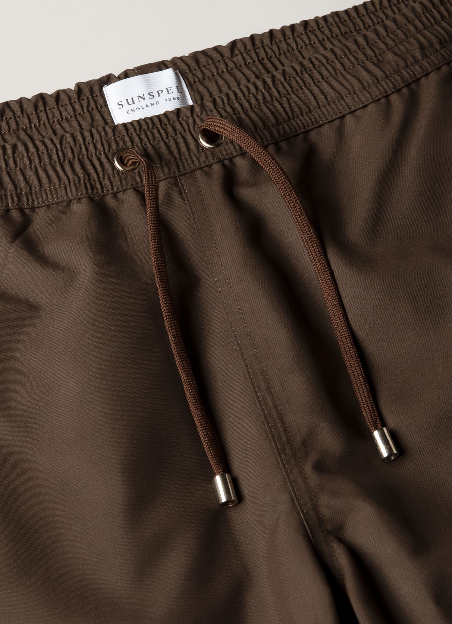 Men's Drawstring Swim Shorts in Dark Walnut - Image 4