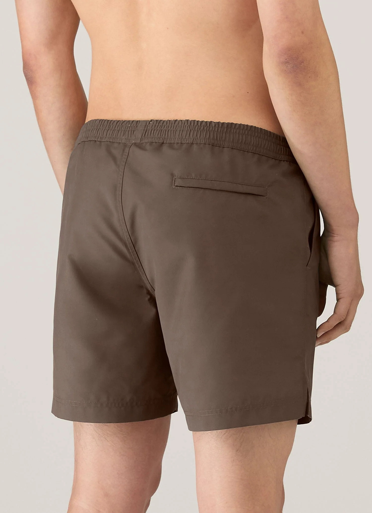 Men's Drawstring Swim Shorts in Dark Walnut - Image 5