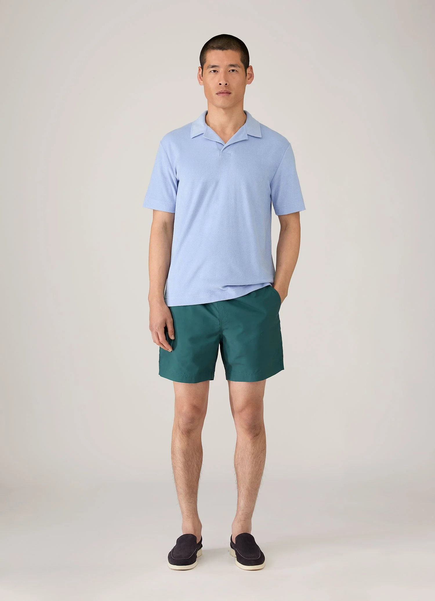 Men's Drawstring Swim Shorts in Forest - Image 3