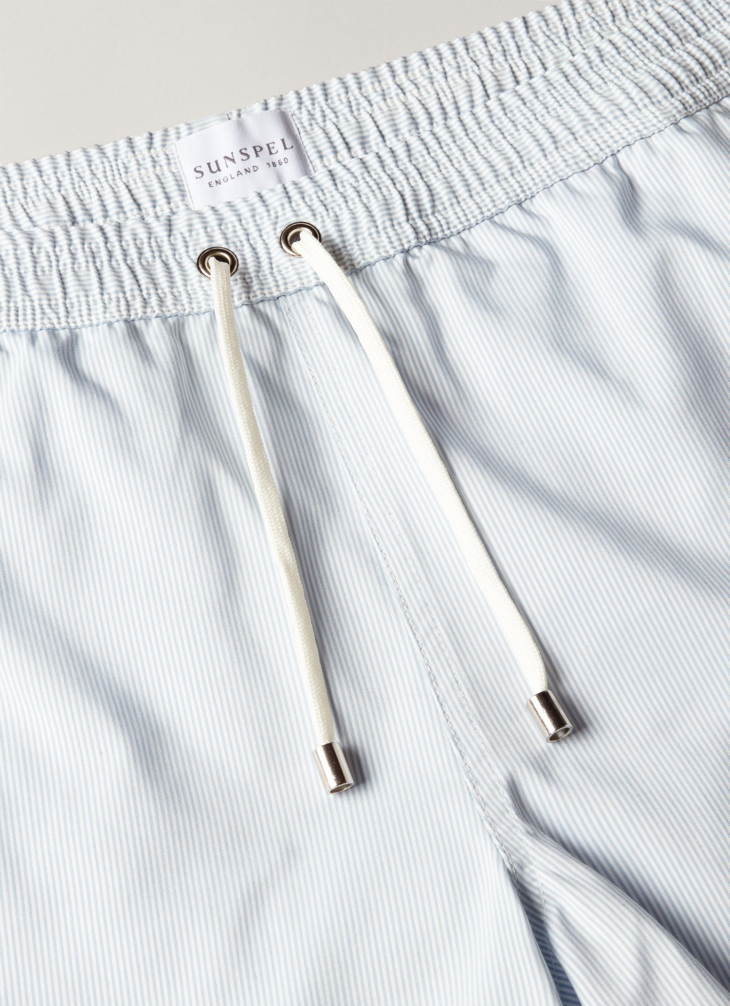 Men's Drawstring Swim Shorts in Sky Blue/White - Image 4