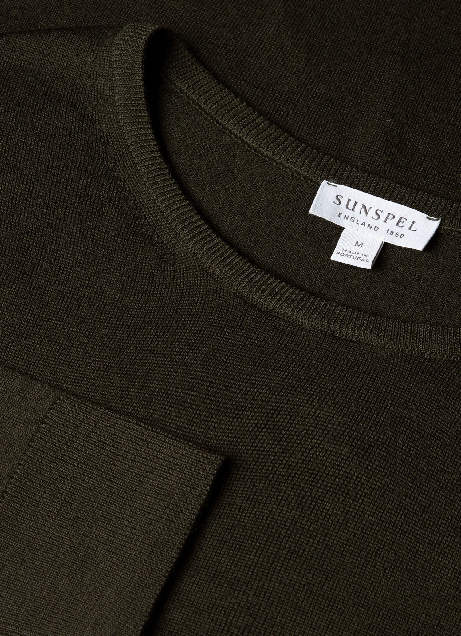 Men's Extra-Fine Merino Crew Neck in Dark Green - Image 4