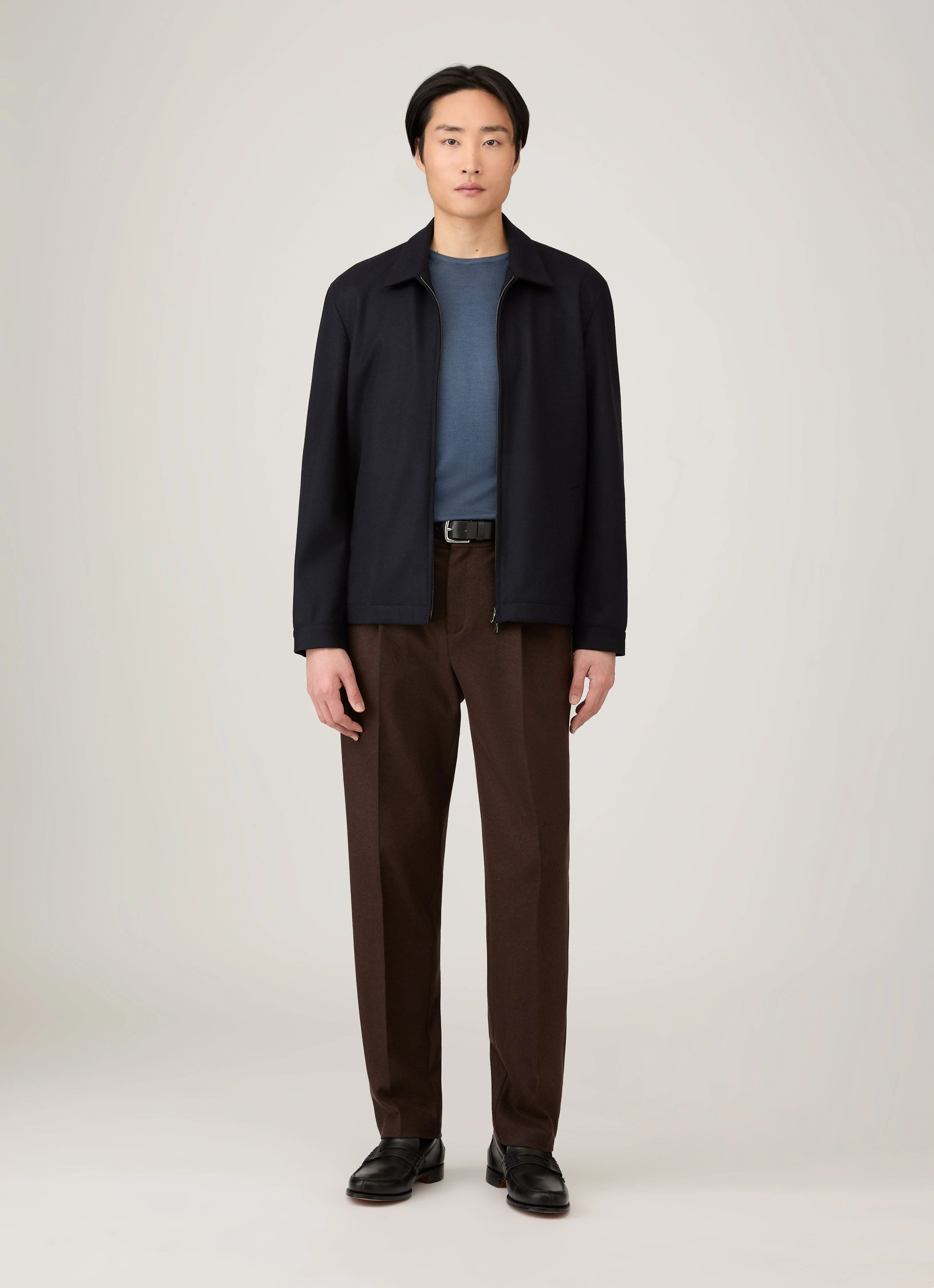 Men's Extra-Fine Merino Crew Neck in Slate Blue - Image 3