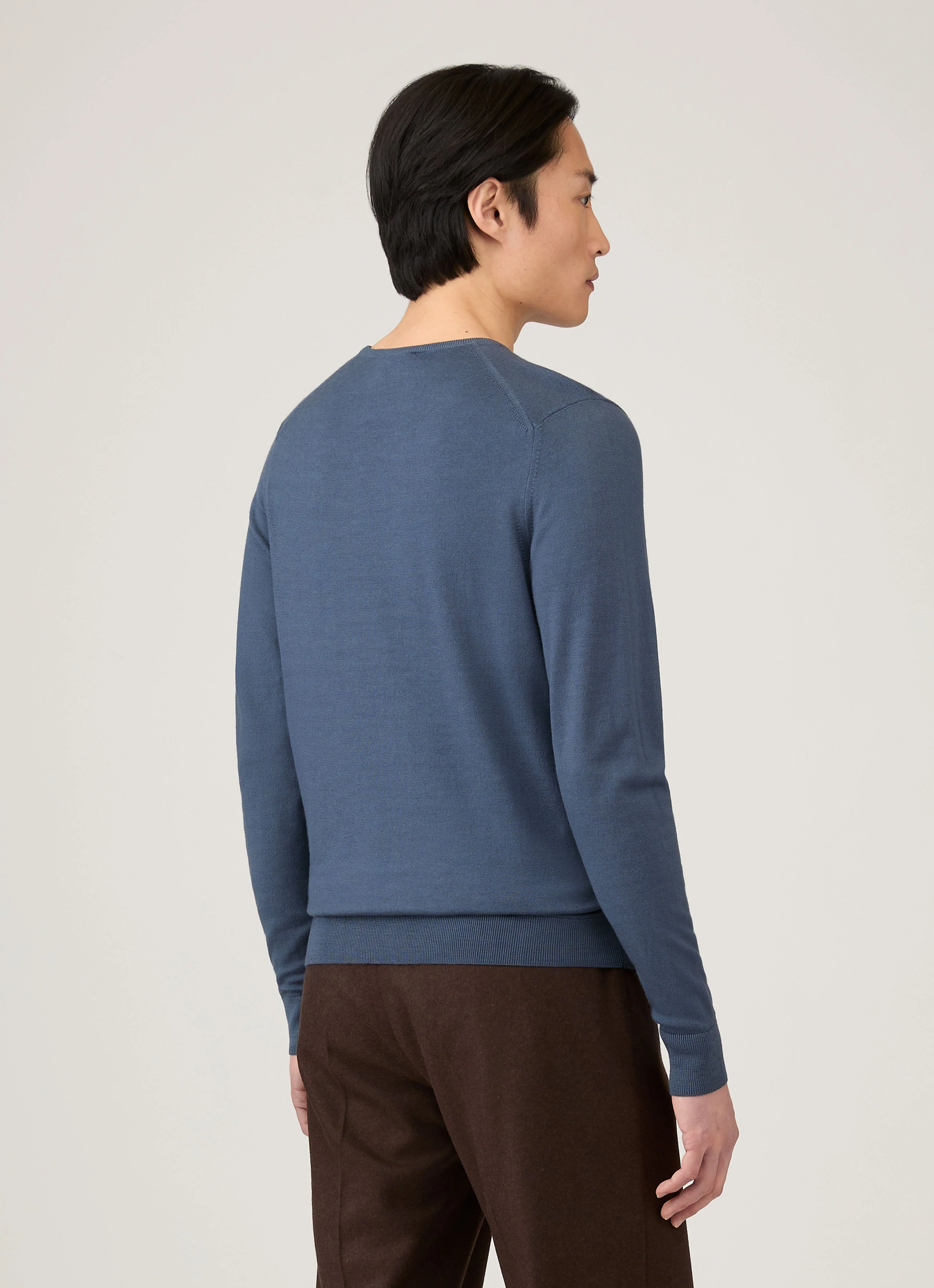 Men's Extra-Fine Merino Crew Neck in Slate Blue - Image 5