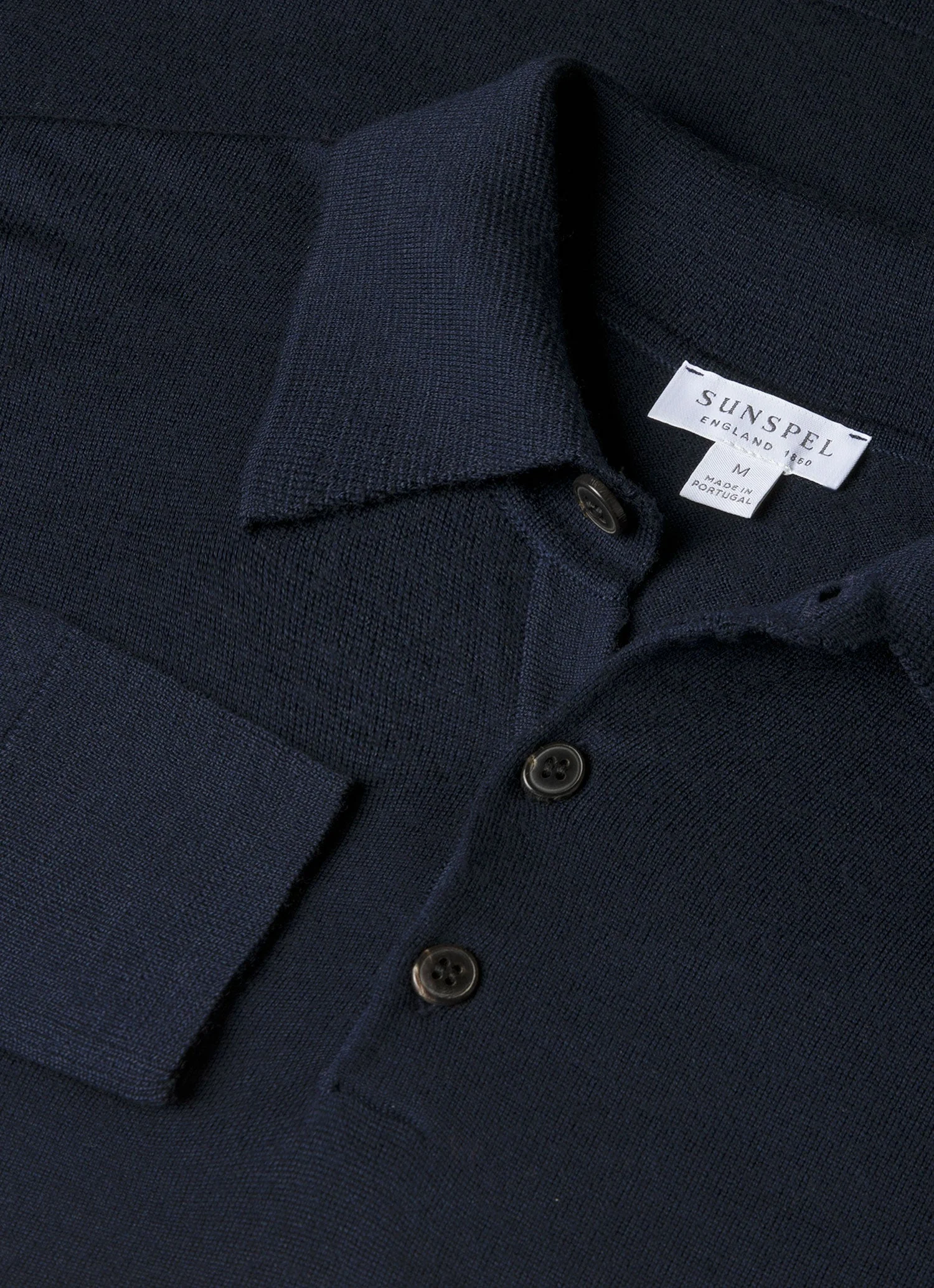 Men's Extra-Fine Merino Knitted Polo Shirt in Navy - Image 4