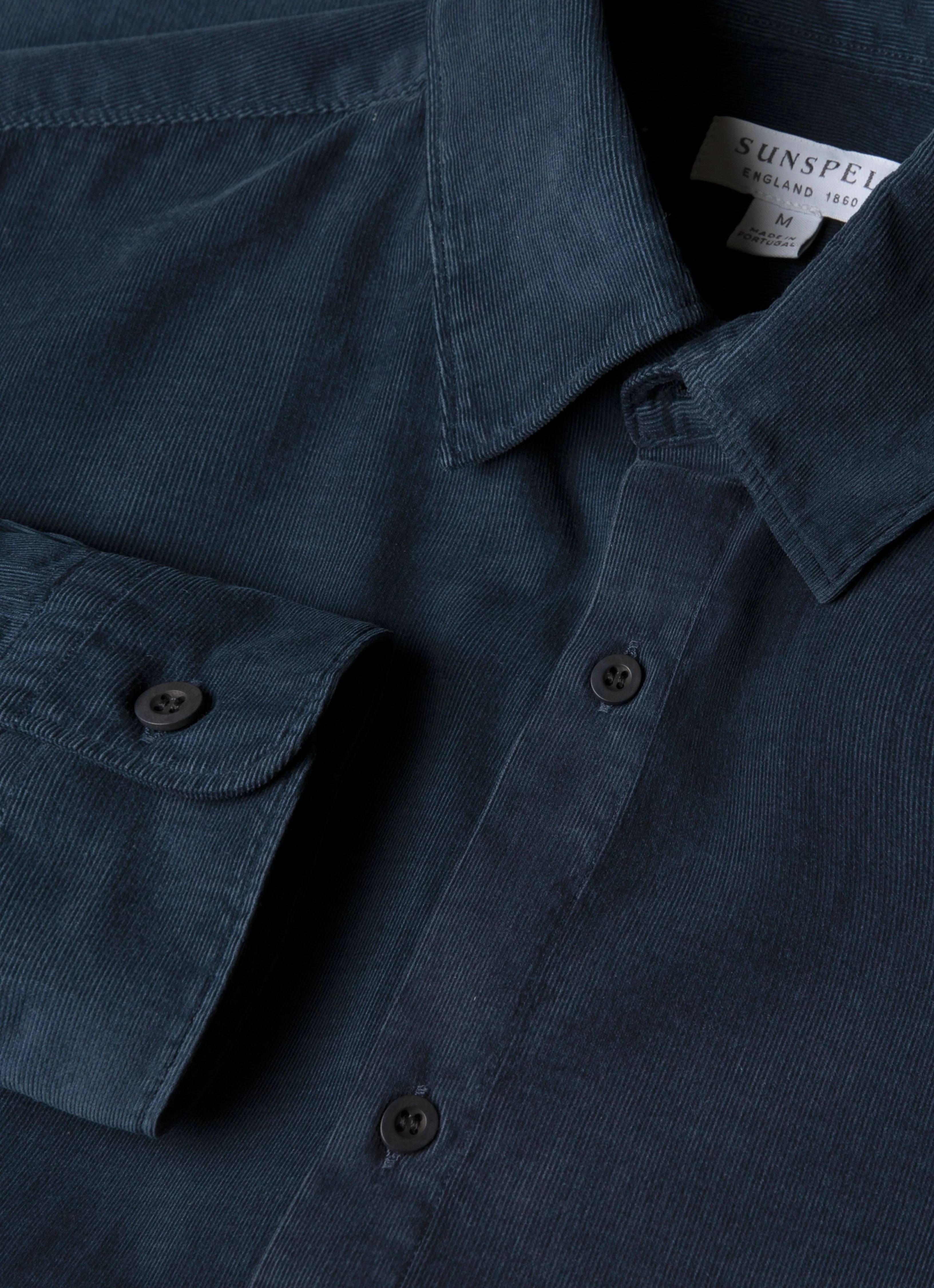 Men's Fine Cord Shirt in Navy - Image 4
