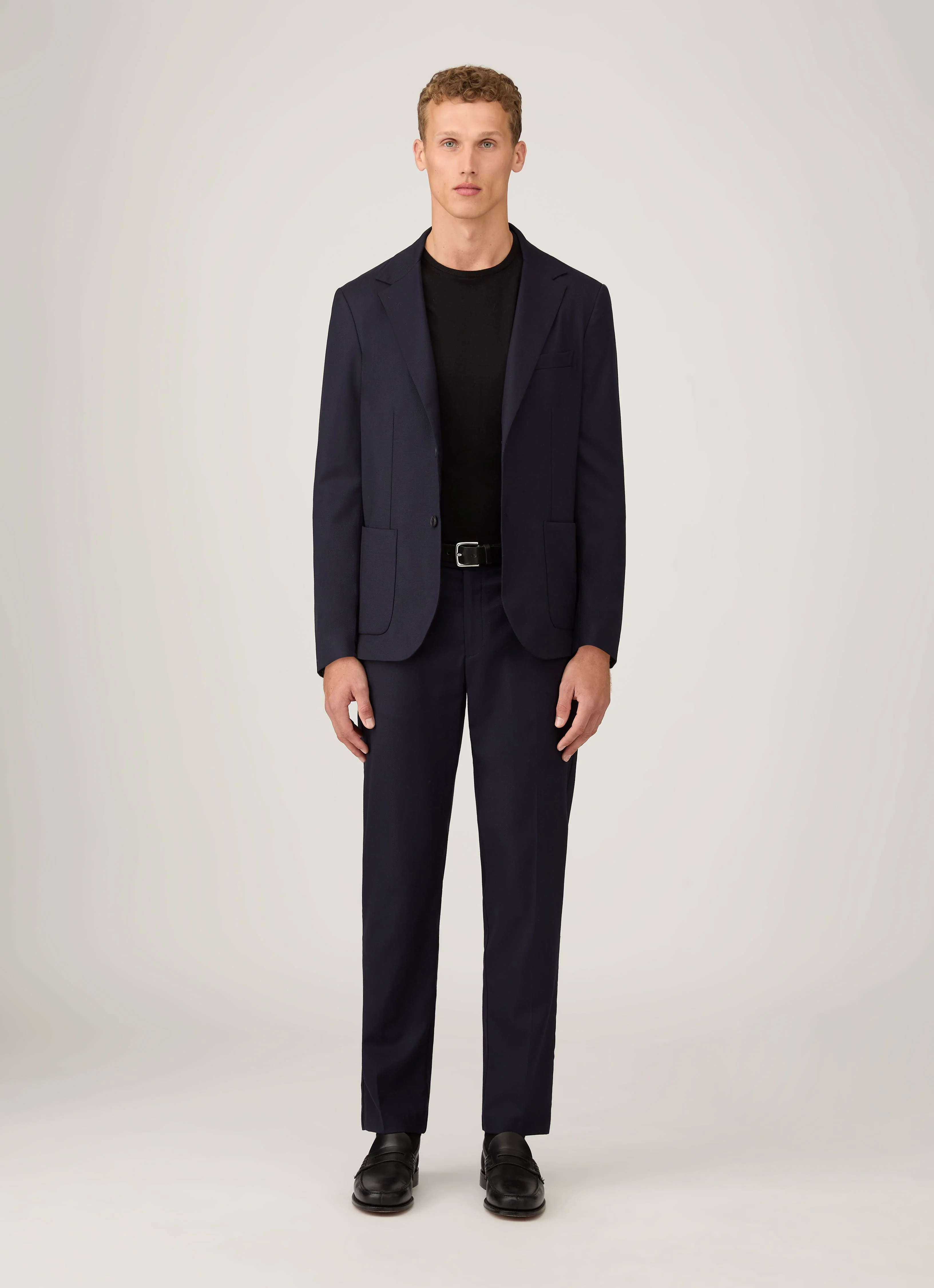 Men's Extra-Fine Merino Crew Neck in Black - Image 3