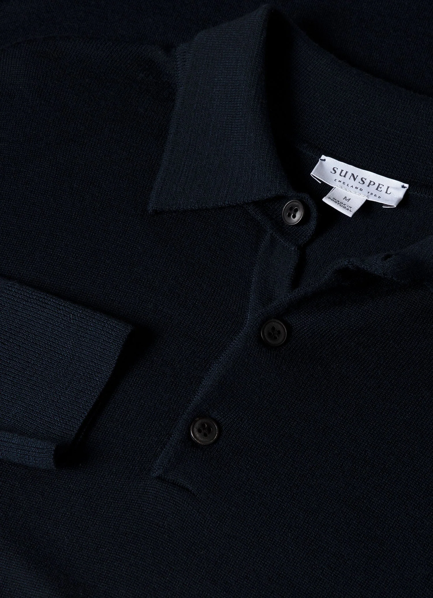 Men's Extra-Fine Merino Knitted Polo Shirt in Light Navy - Image 4
