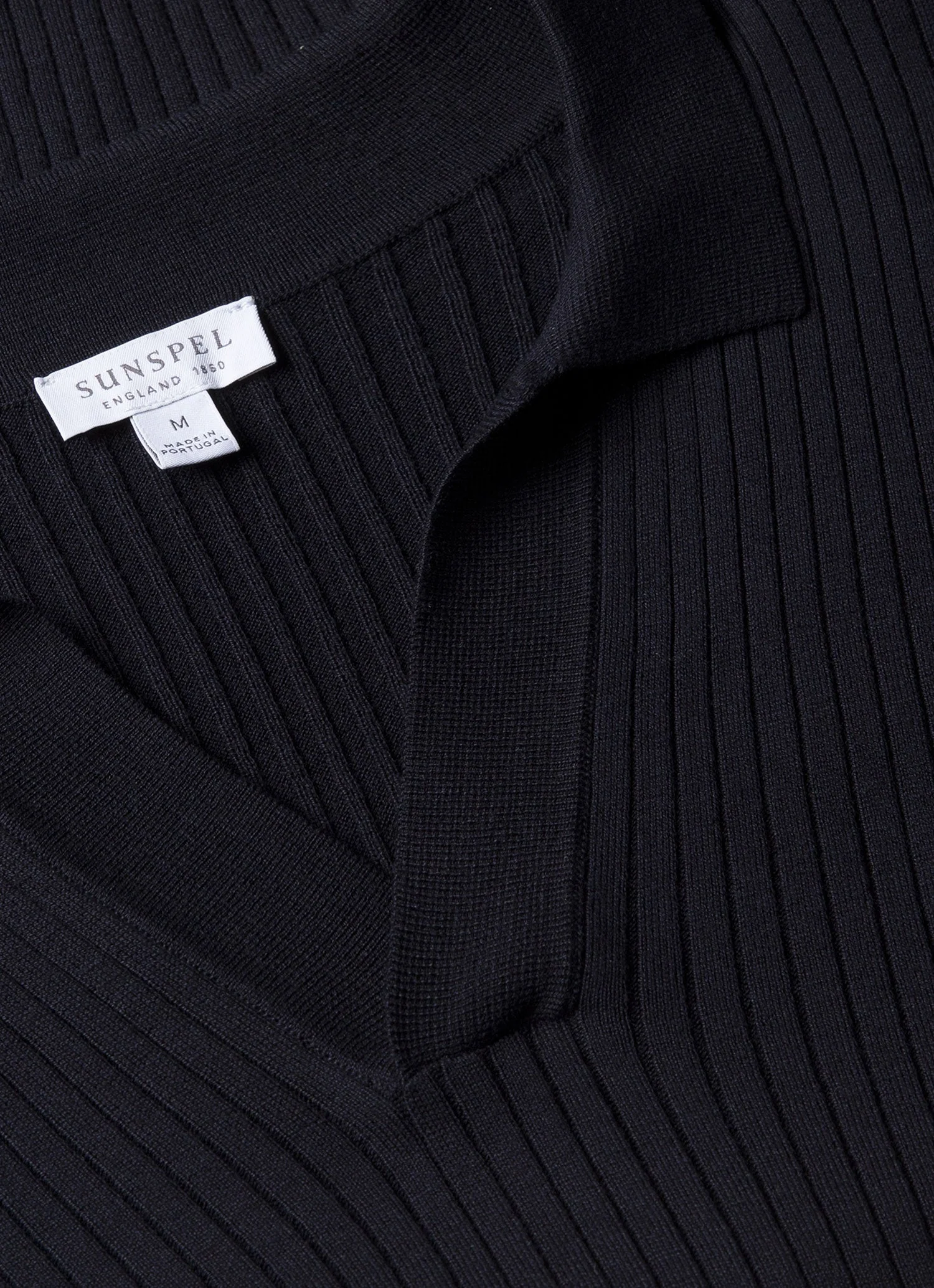 Men's Fine Rib Silk Cotton Polo in Navy - Image 4