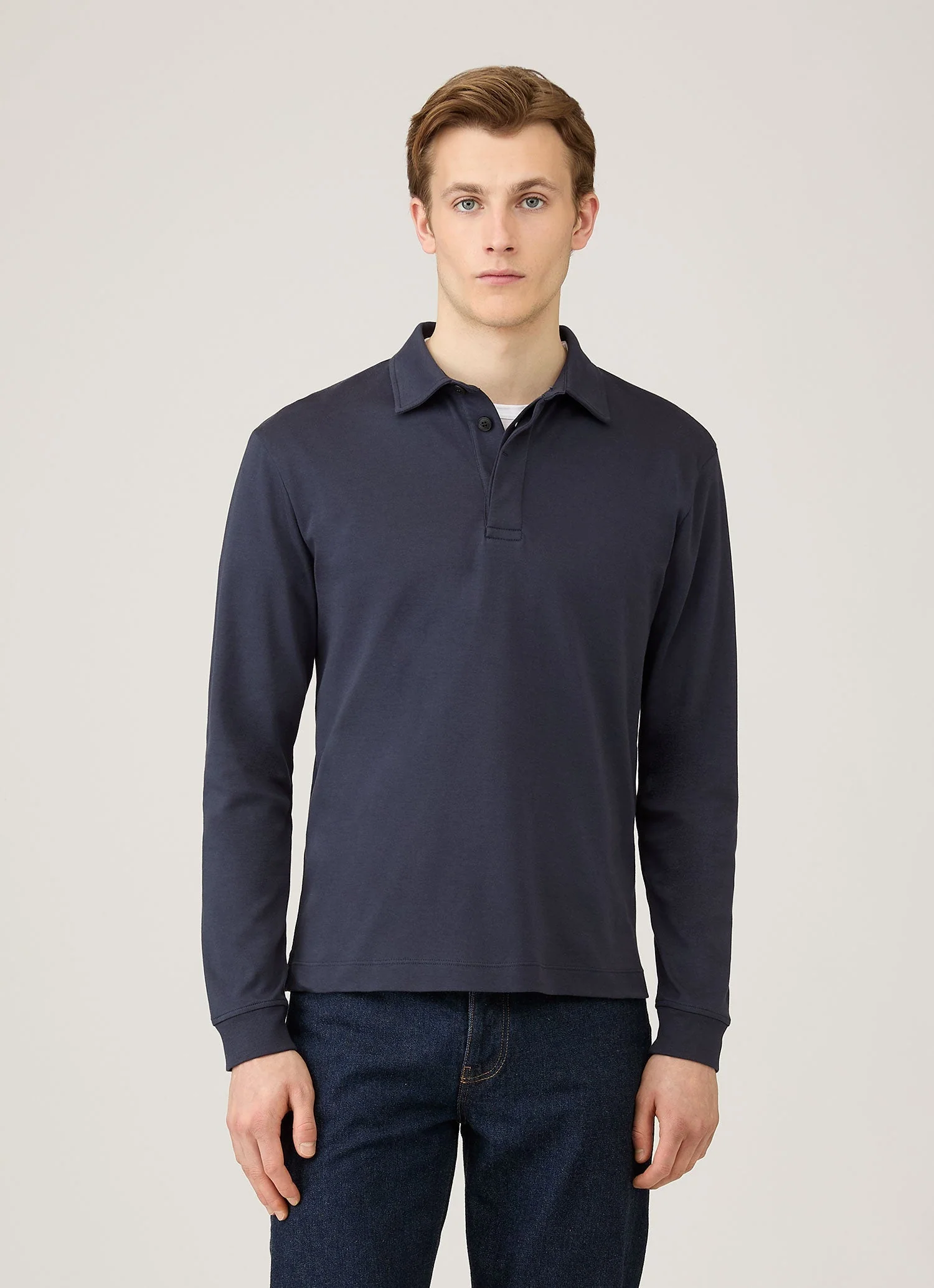 Men's Heavyweight Rugby Polo Shirt in Navy - Image 2