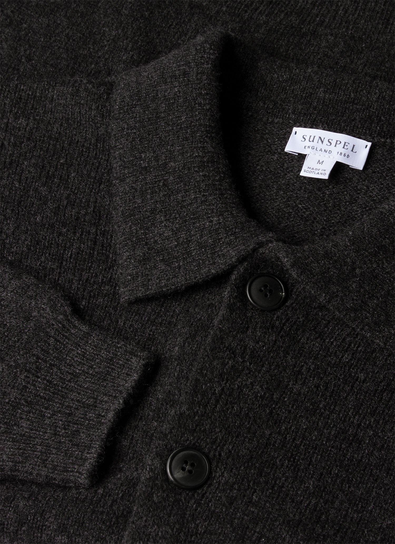 Men's Lambswool Cardigan in Charcoal Melange - Image 4