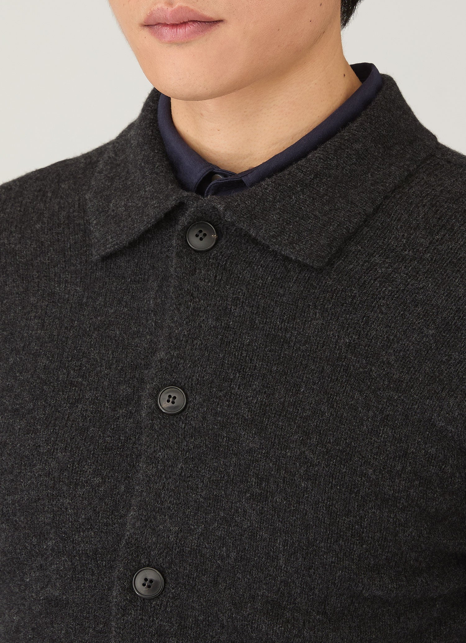 Men's Lambswool Cardigan in Charcoal Melange - Image 6