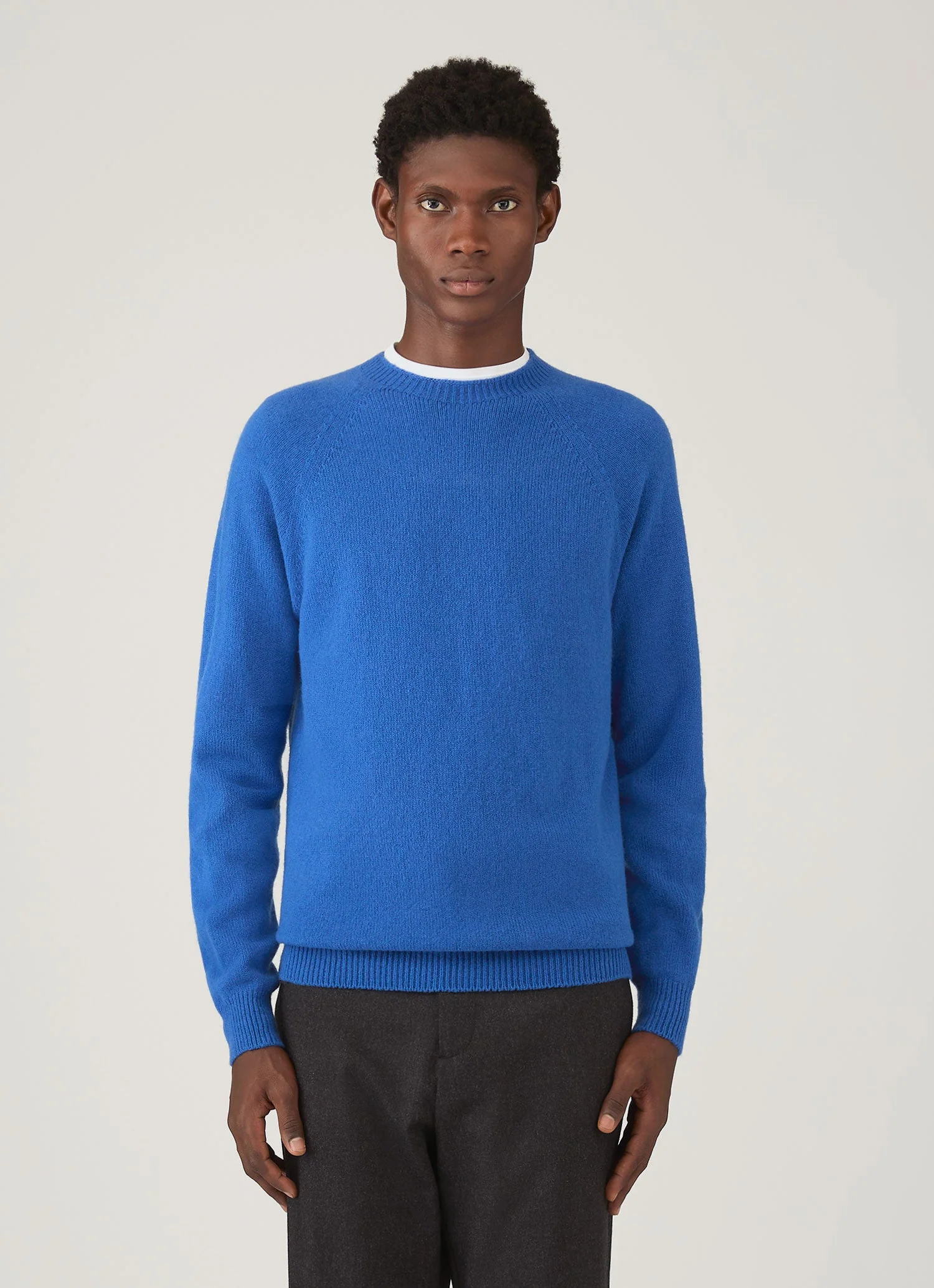 Men's Lambswool Crew Neck Jumper in Cobalt - Image 2