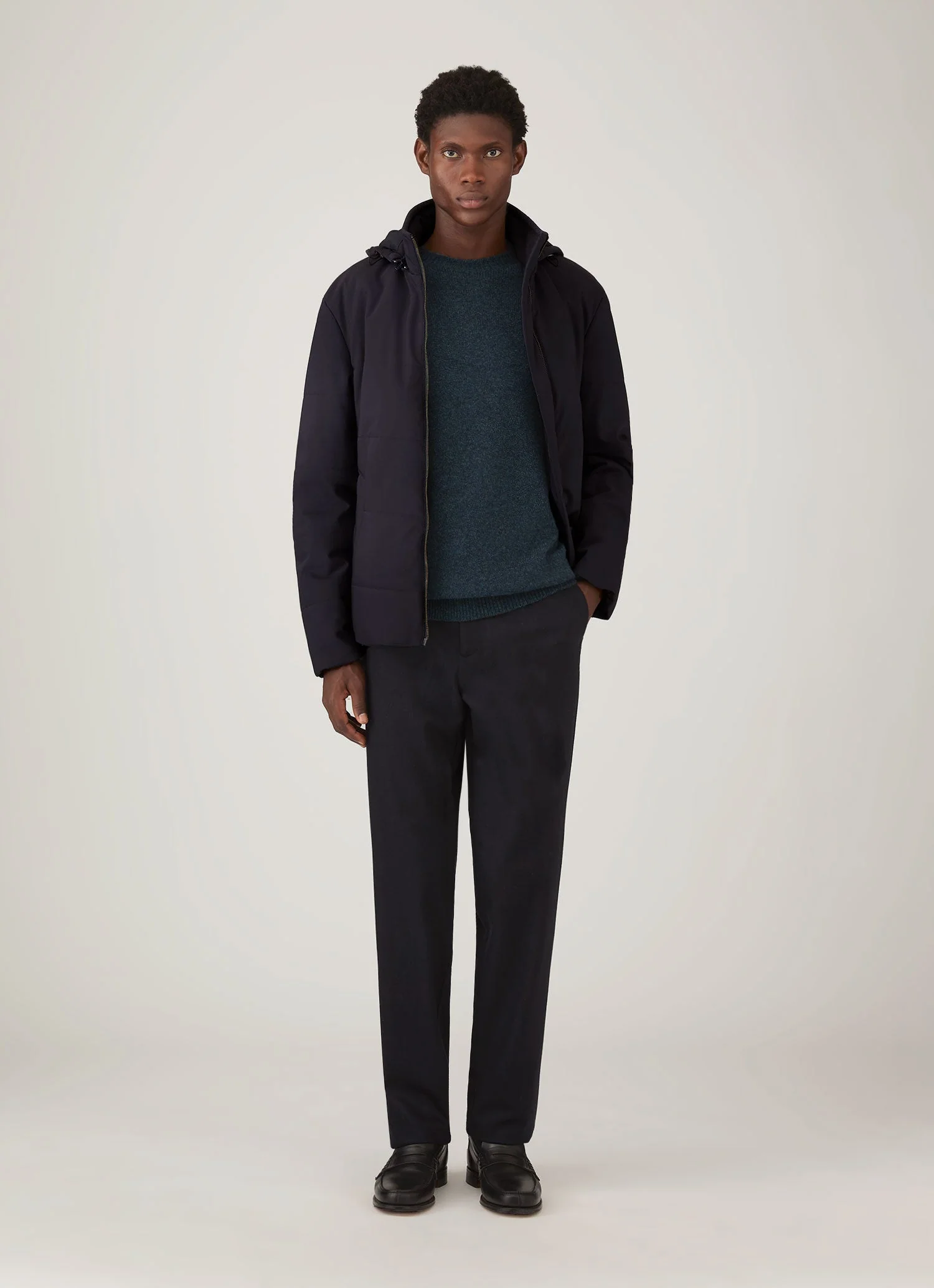Men's Lambswool Crew Neck Jumper in Dark Petrol Twist - Image 3