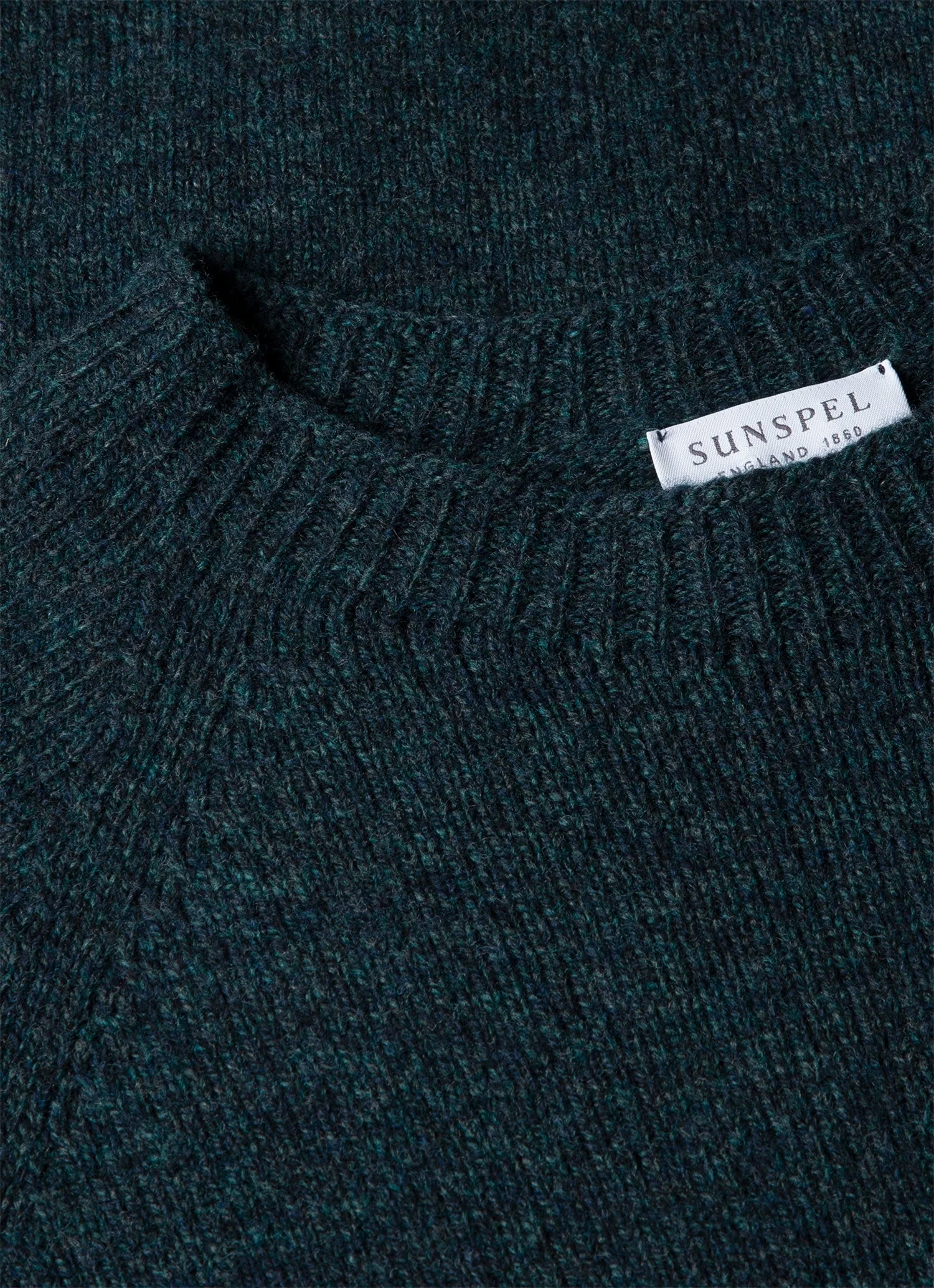 Men's Lambswool Crew Neck Jumper in Dark Petrol Twist - Image 4