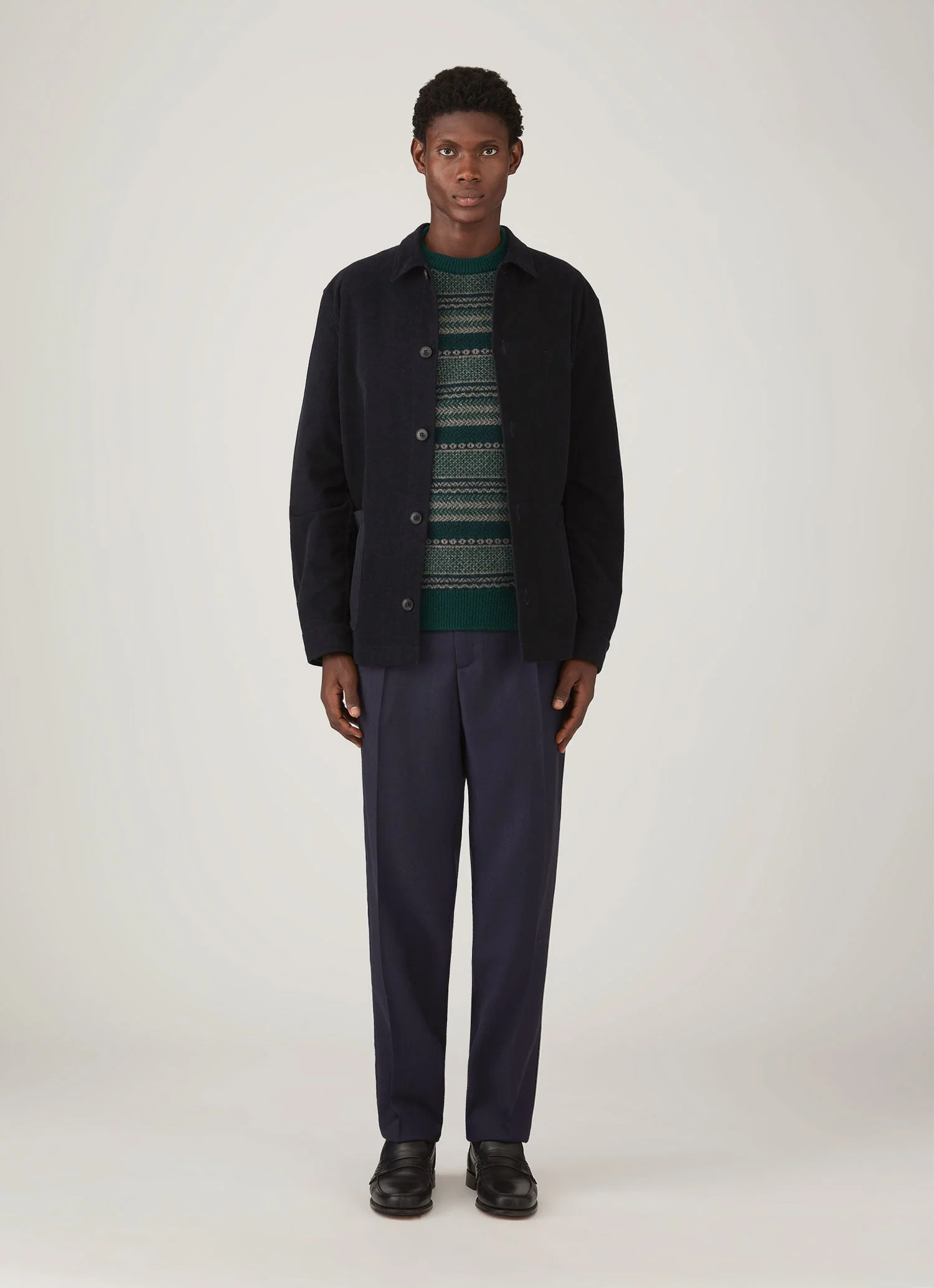Men's Lambswool Fair Isle Jumper in Holly Green - Image 3