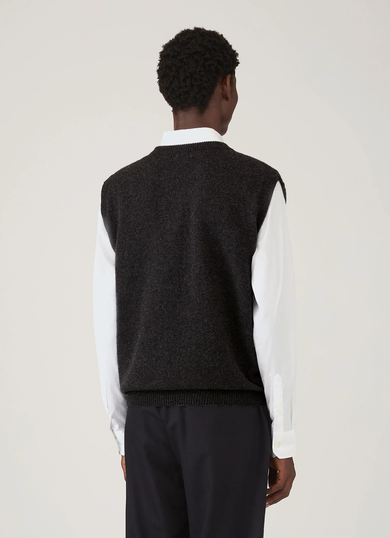 Men's Lambswool Vest in Charcoal Melange - Image 5