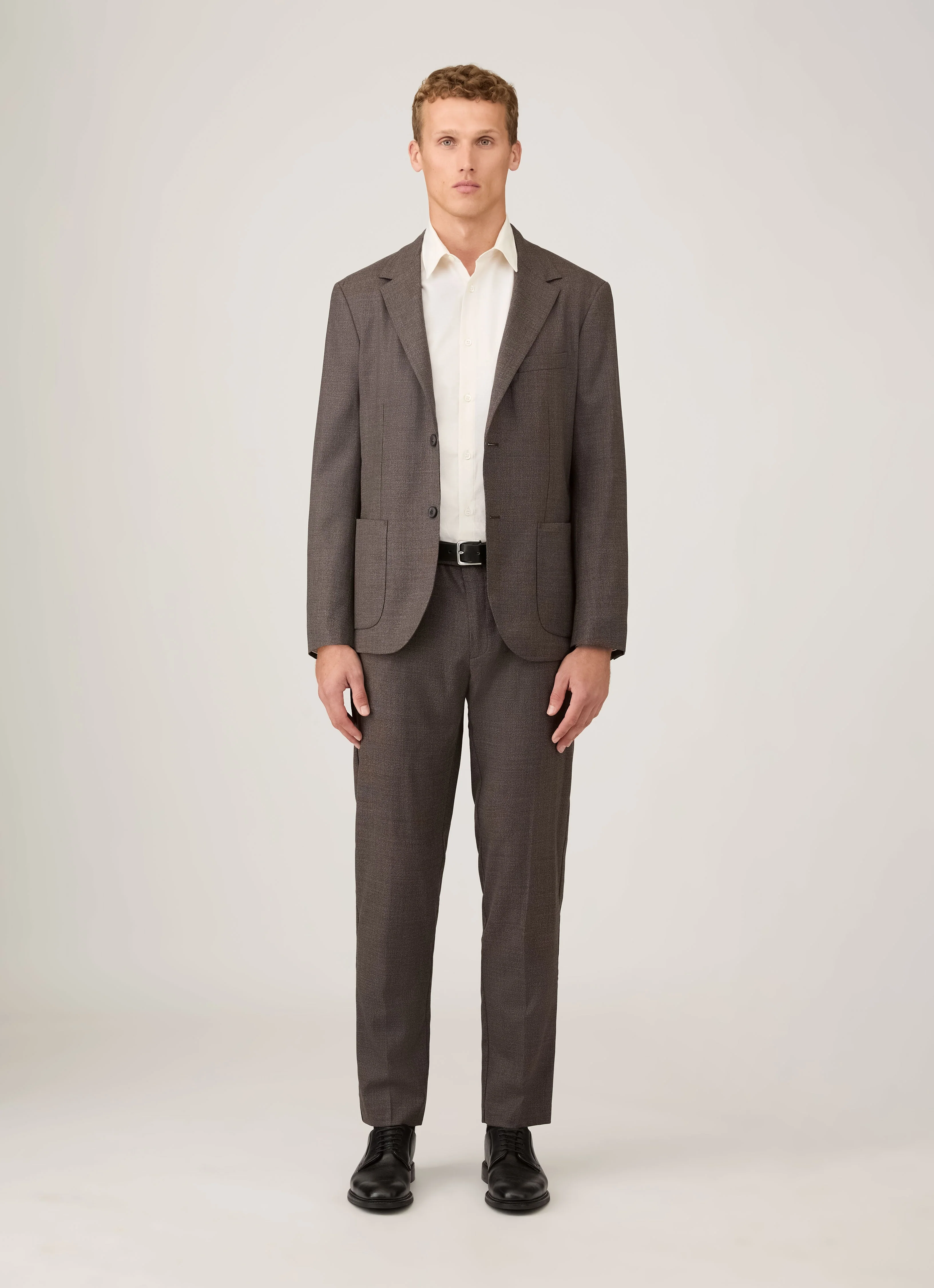 Men's Lightweight Travel Wool Trouser in Light Coffee Melange - Image 3