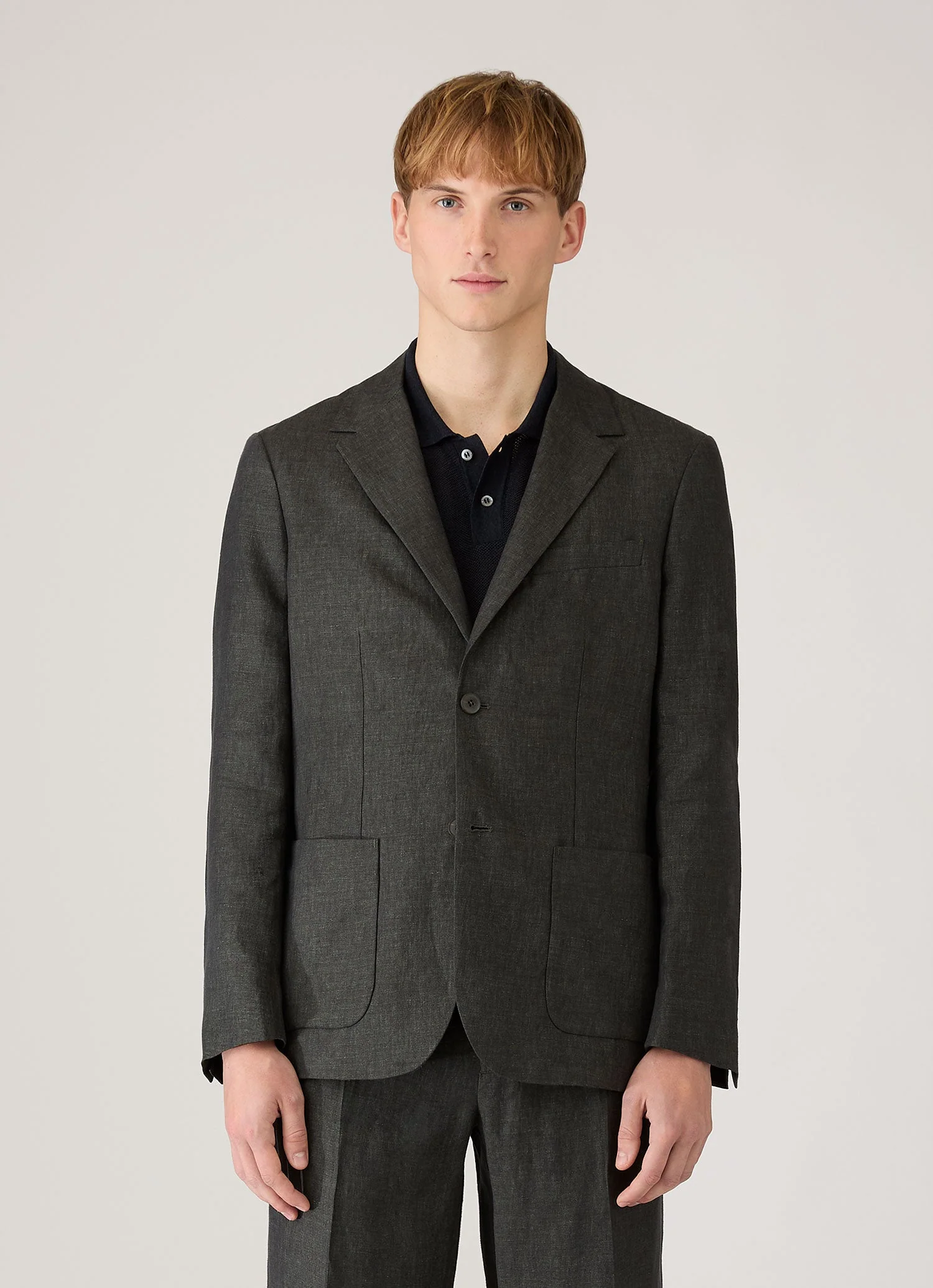 Men's Linen Blazer in Forest - Image 2