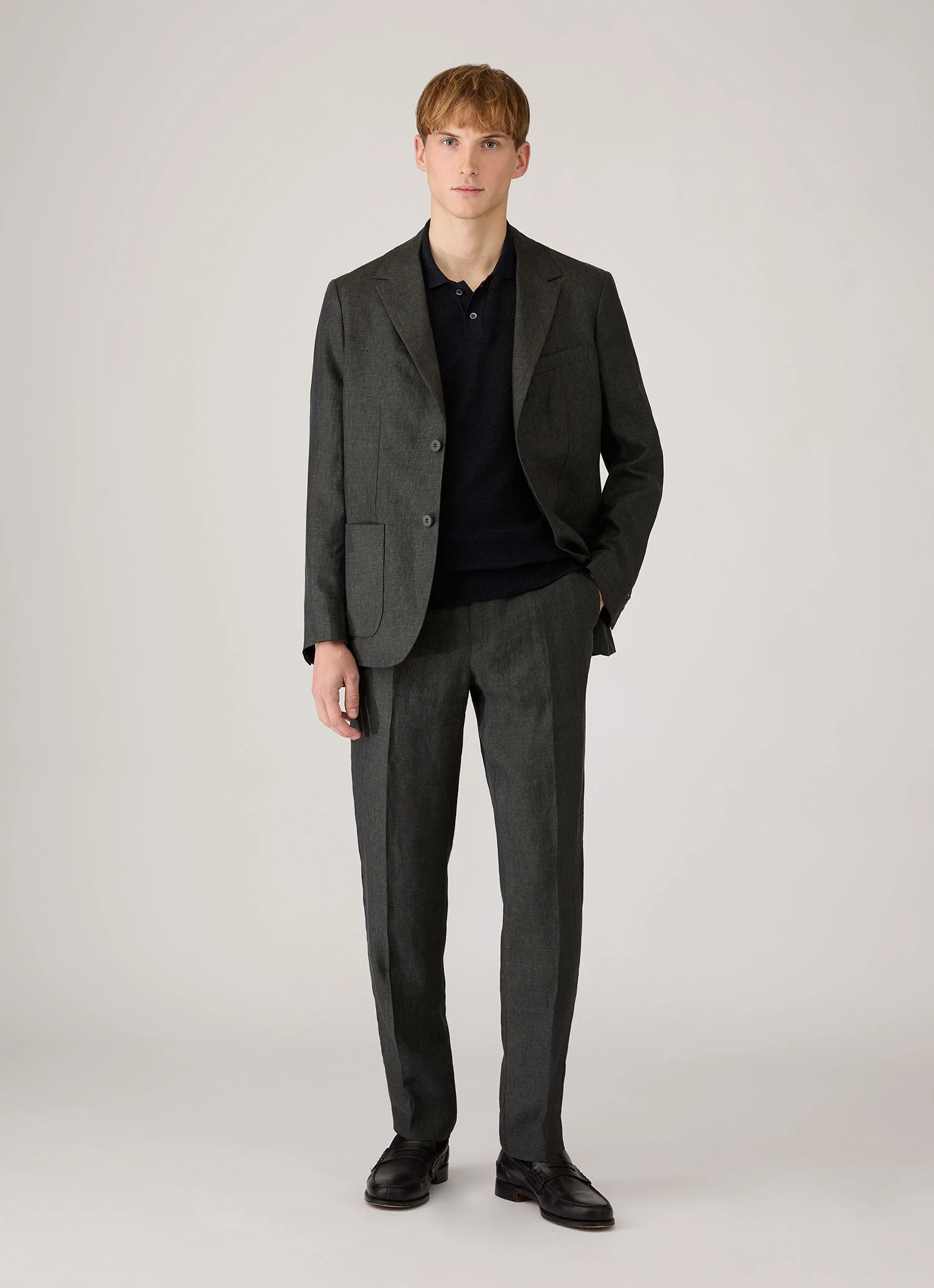 Men's Linen Blazer in Forest - Image 3
